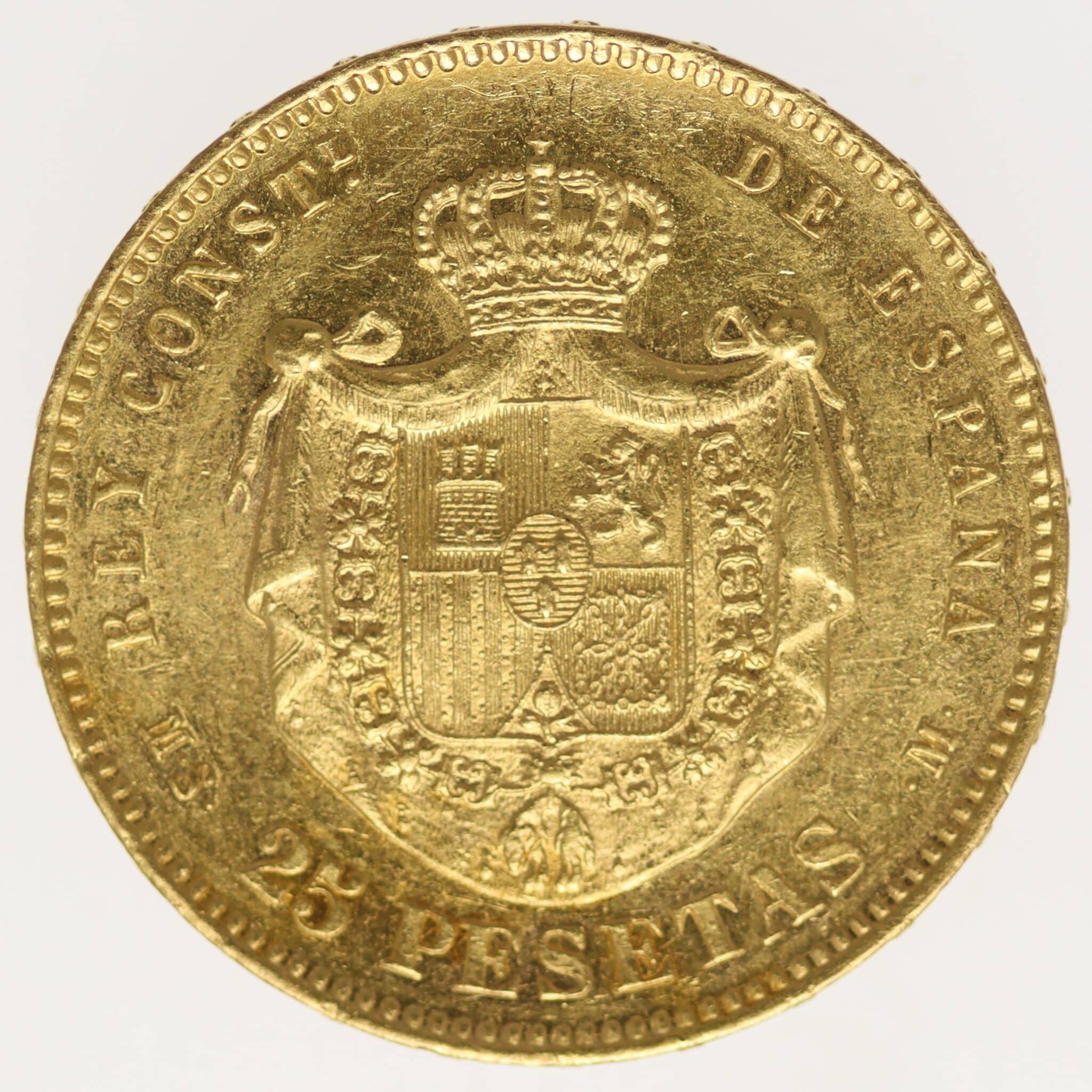 Spanien Alfonso XII. 25 Pesetas 1880 / 18-80