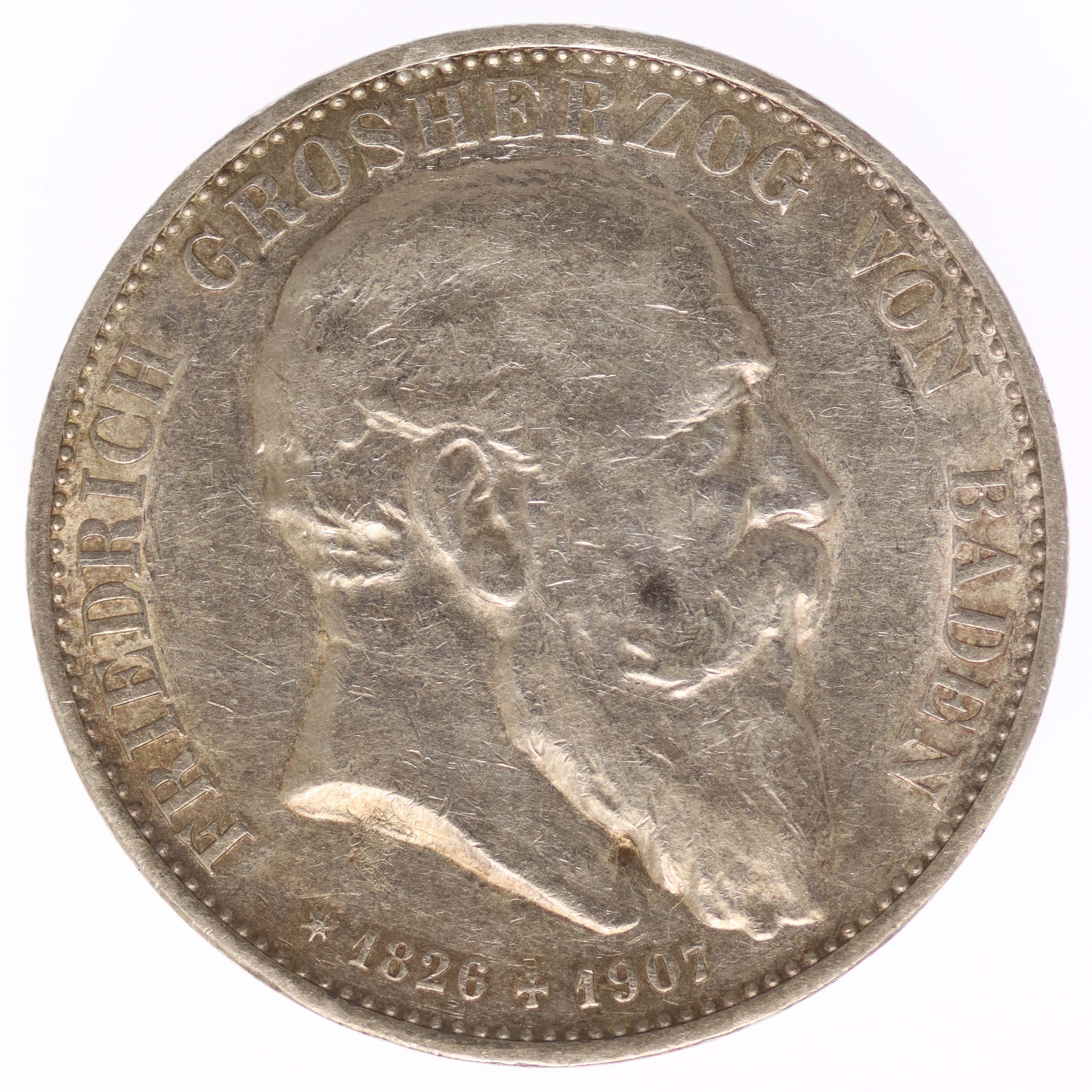 Baden Friedrich I. 5 Mark 1907 G