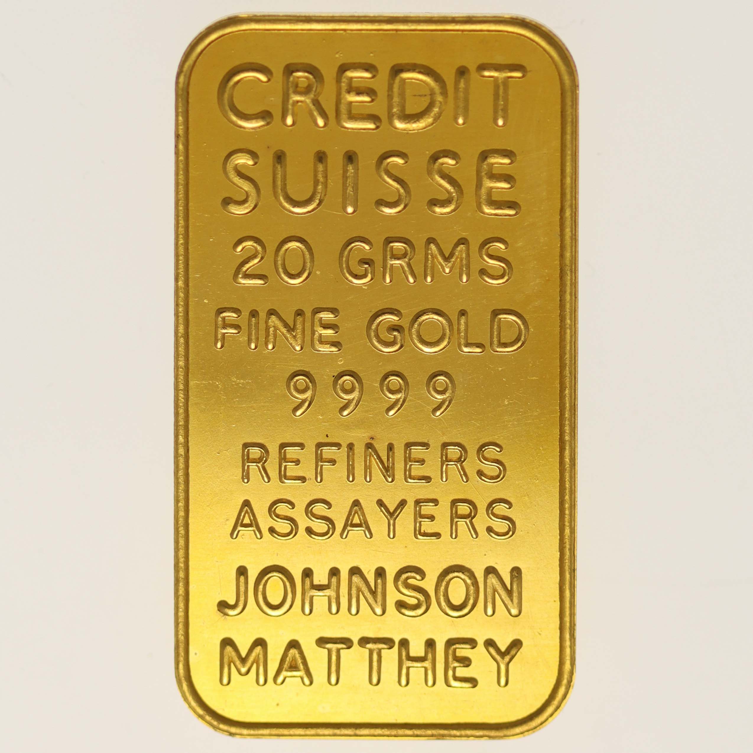 Goldbarren 20 Gramm Johnson Matthey für Credit Suisse