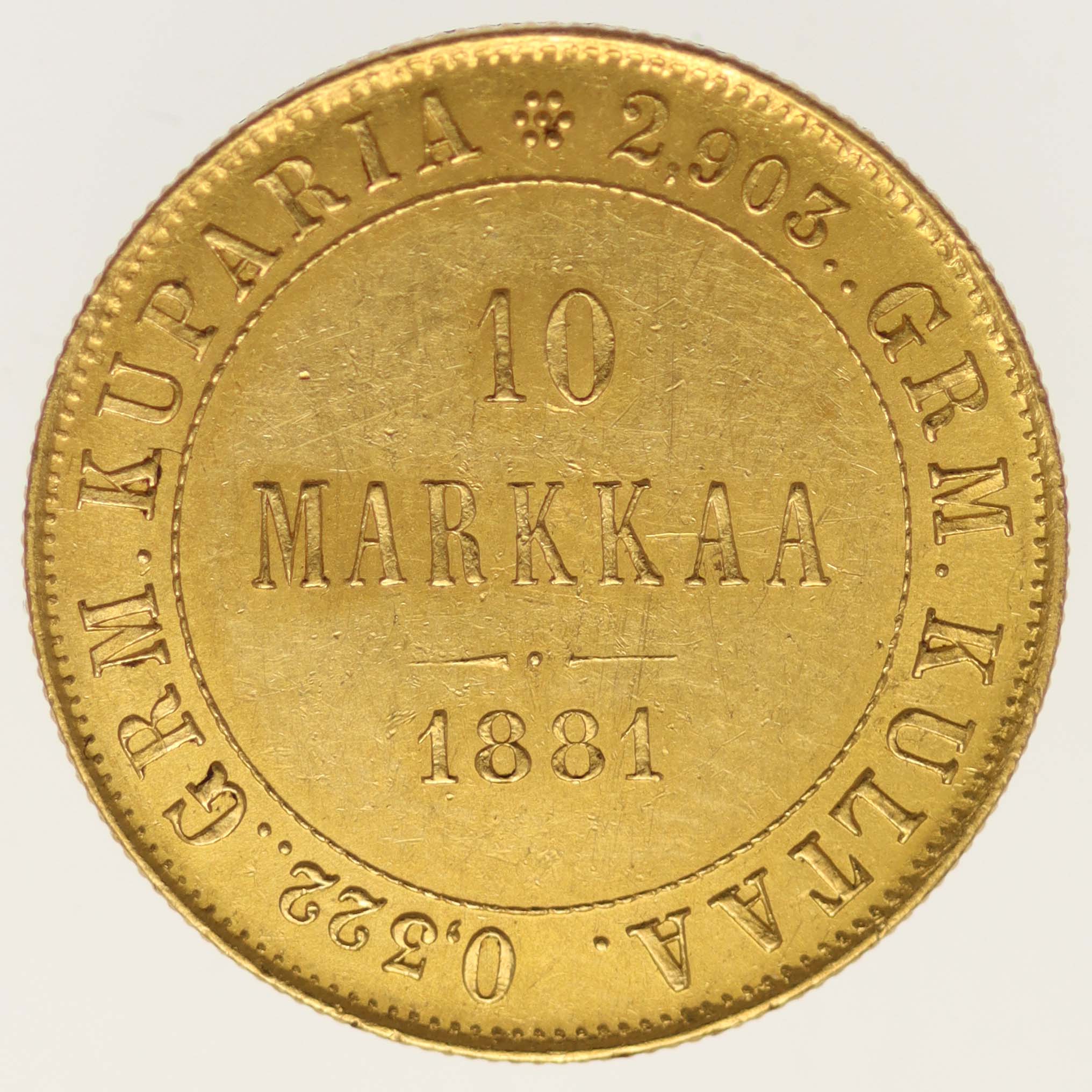 Finnland Alexander II. 10 Markkaa 1881