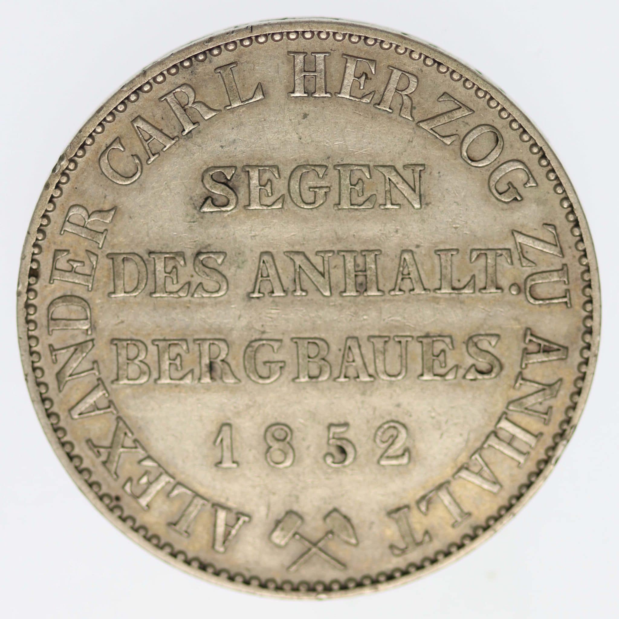 Anhalt Bernburg Alexander Carl Ausbeutetaler 1852