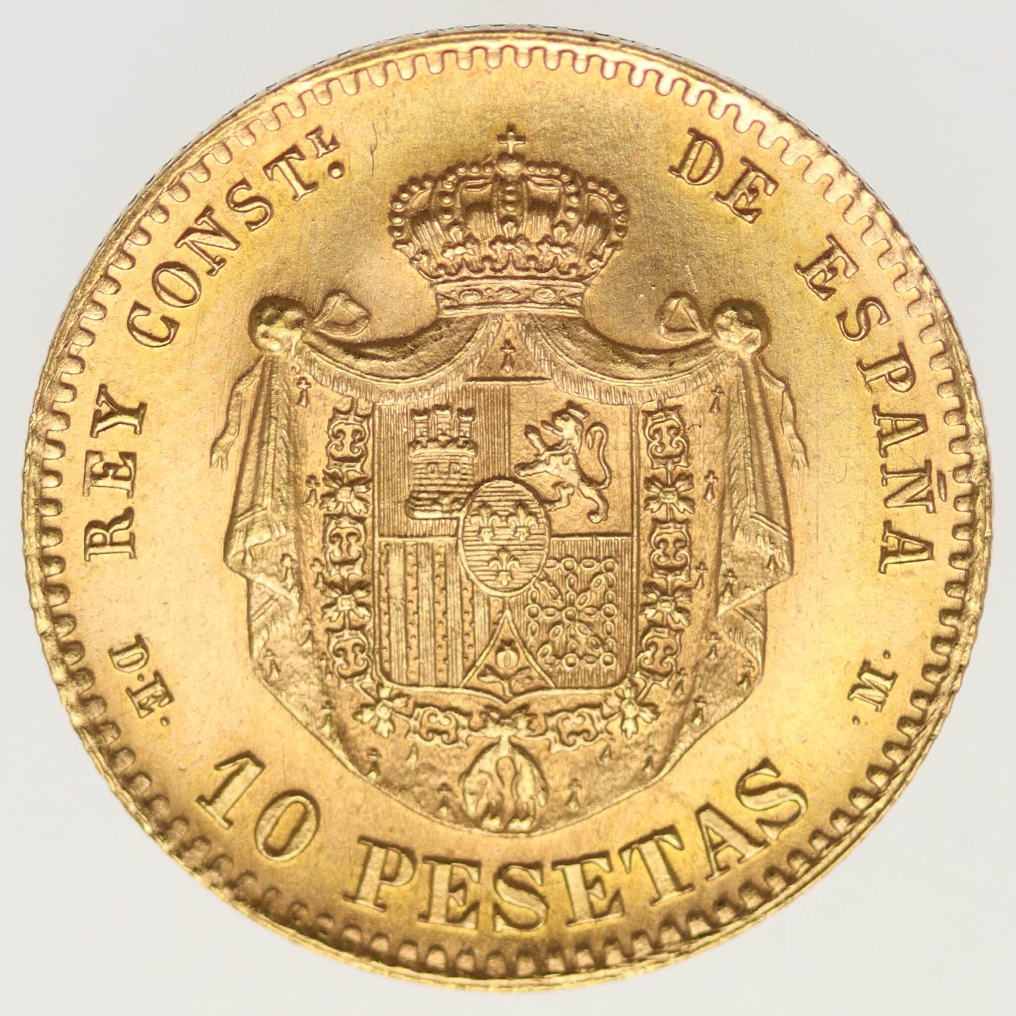 Spanien Alfonso XII. 10 Pesetas 1878 / 19-62 NP
