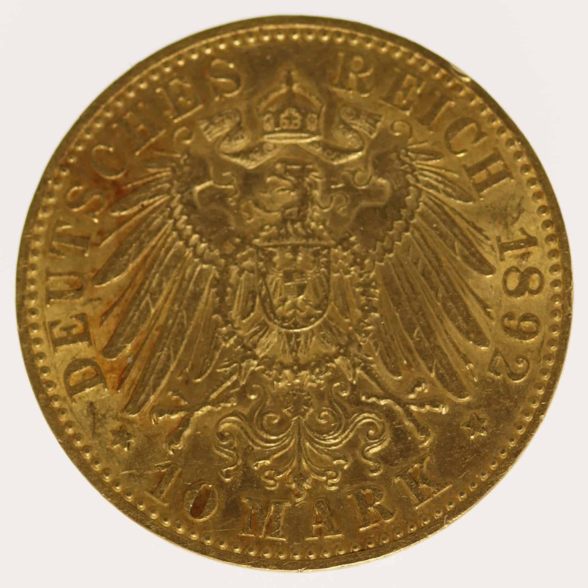Preussen Wilhelm II. 10 Mark 1892 A