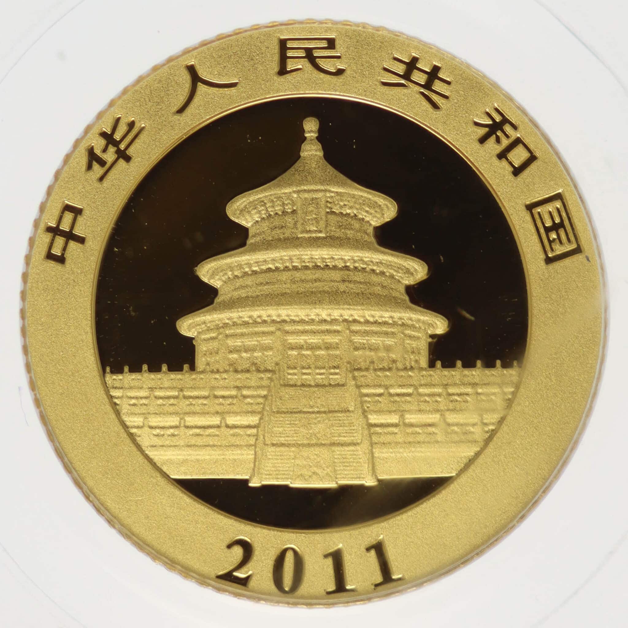 China Panda 50 Yuan 2011 1/10 Unze