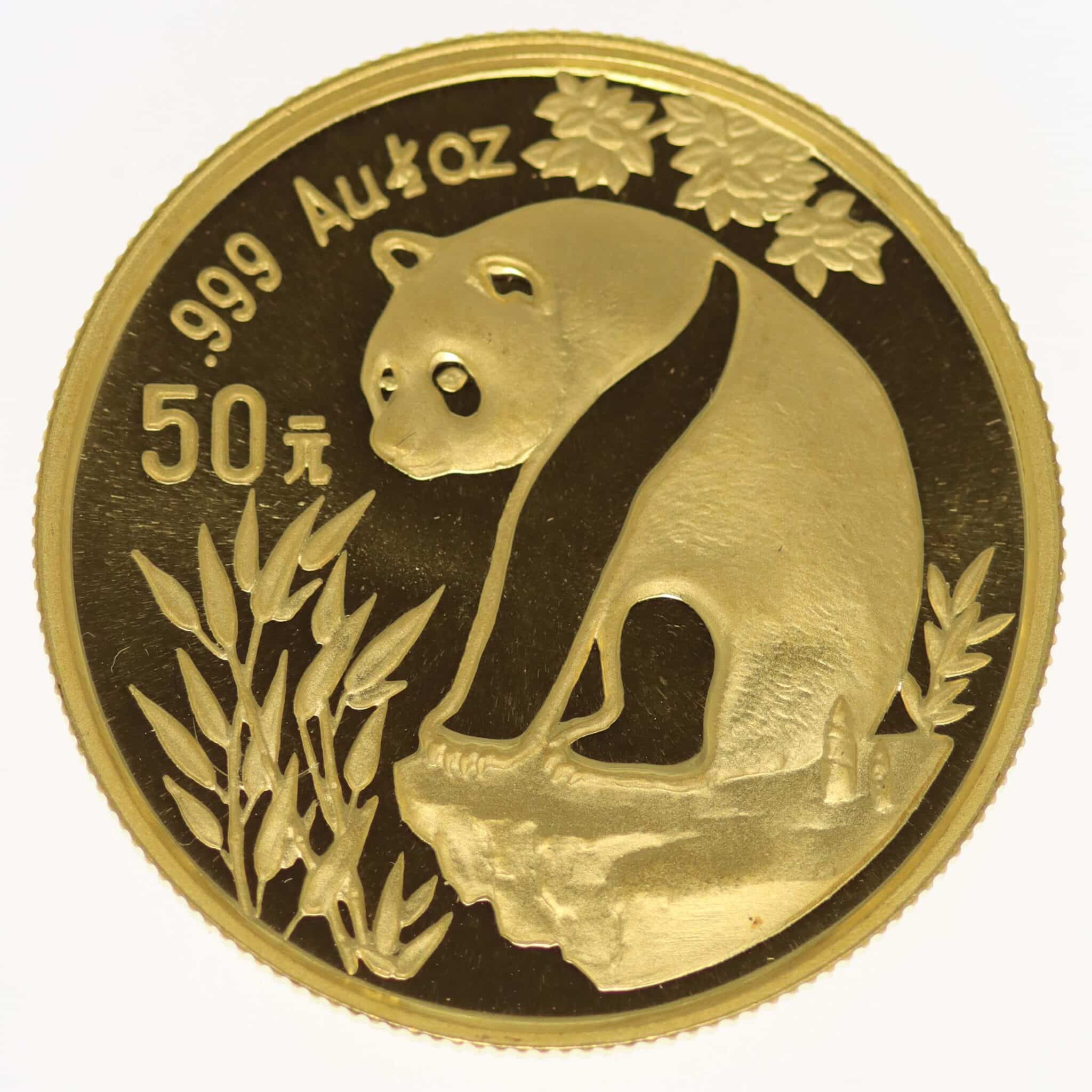 China Panda 50 Yuan 1993 1/2 Unze