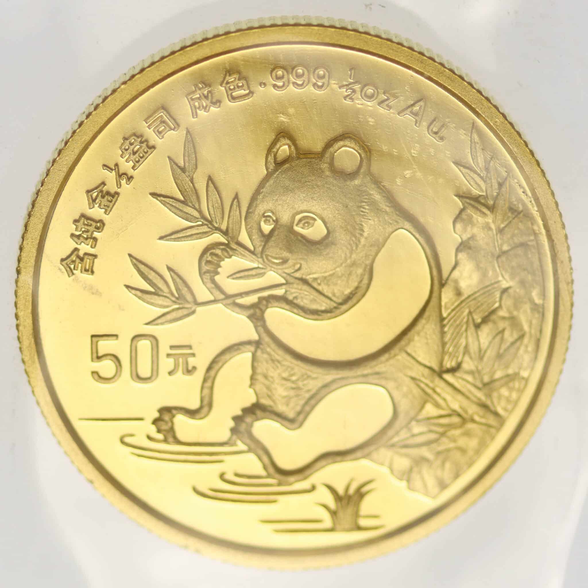 China Panda 50 Yuan 1991 1/2 Unze