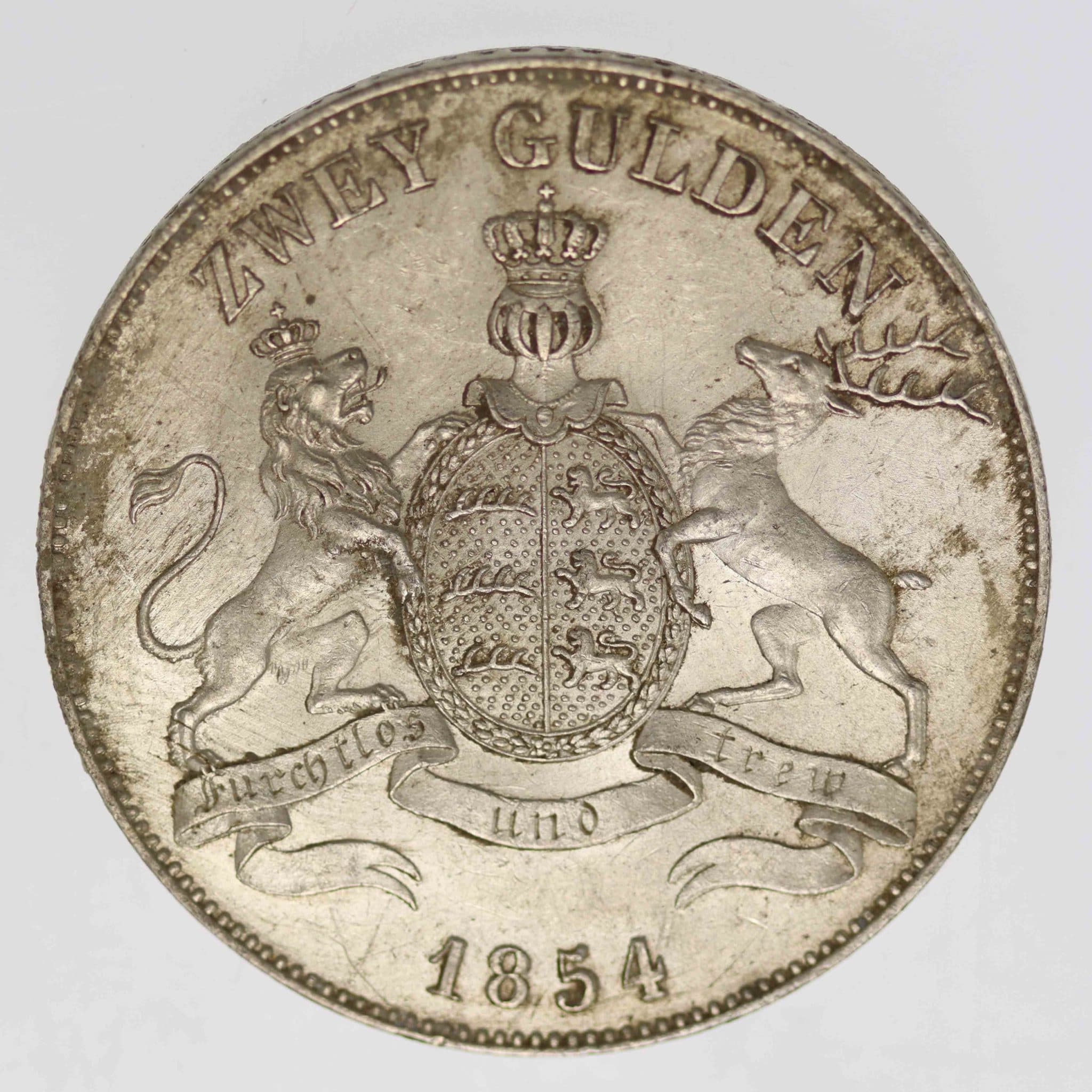 Württemberg Wilhelm I. 2 Gulden 1854