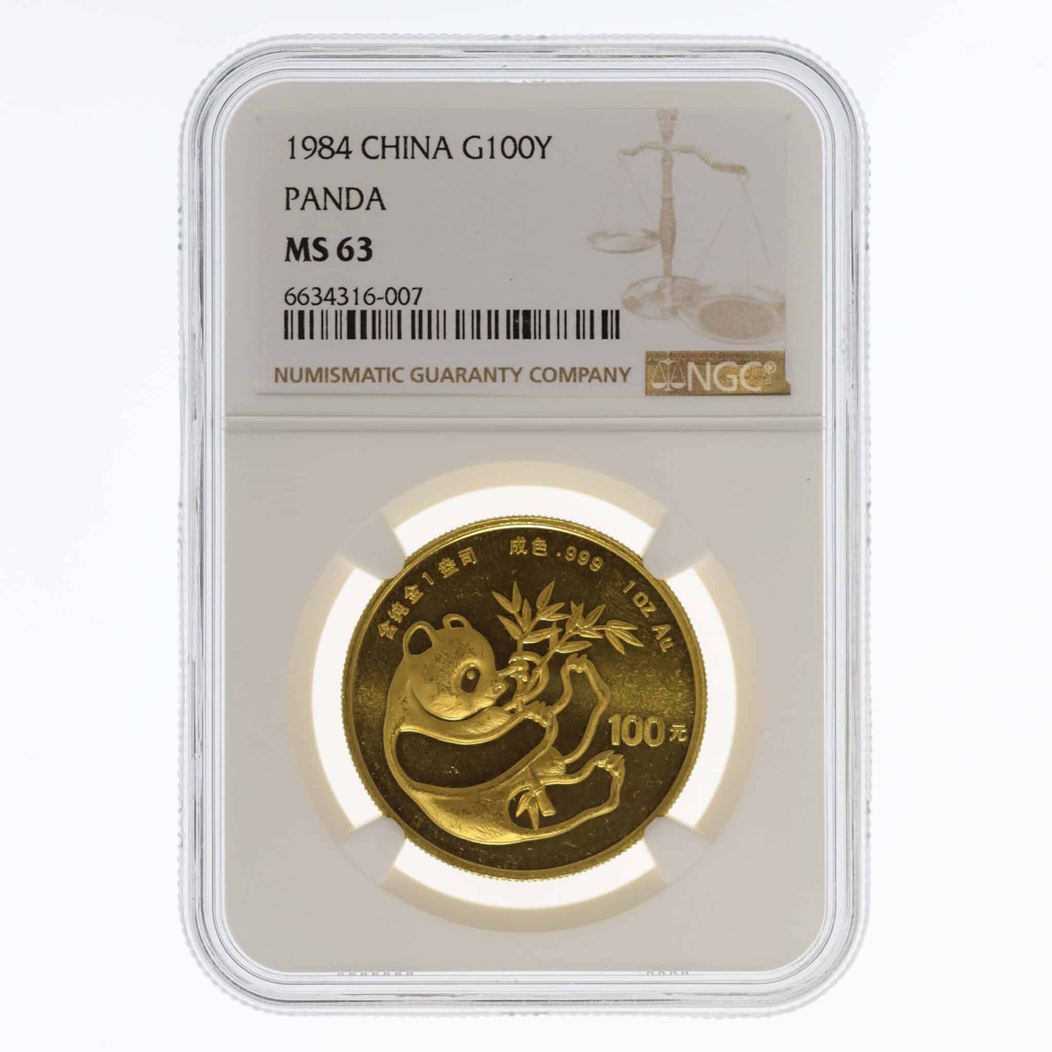 China Panda 100 Yuan 1984 1 Unze