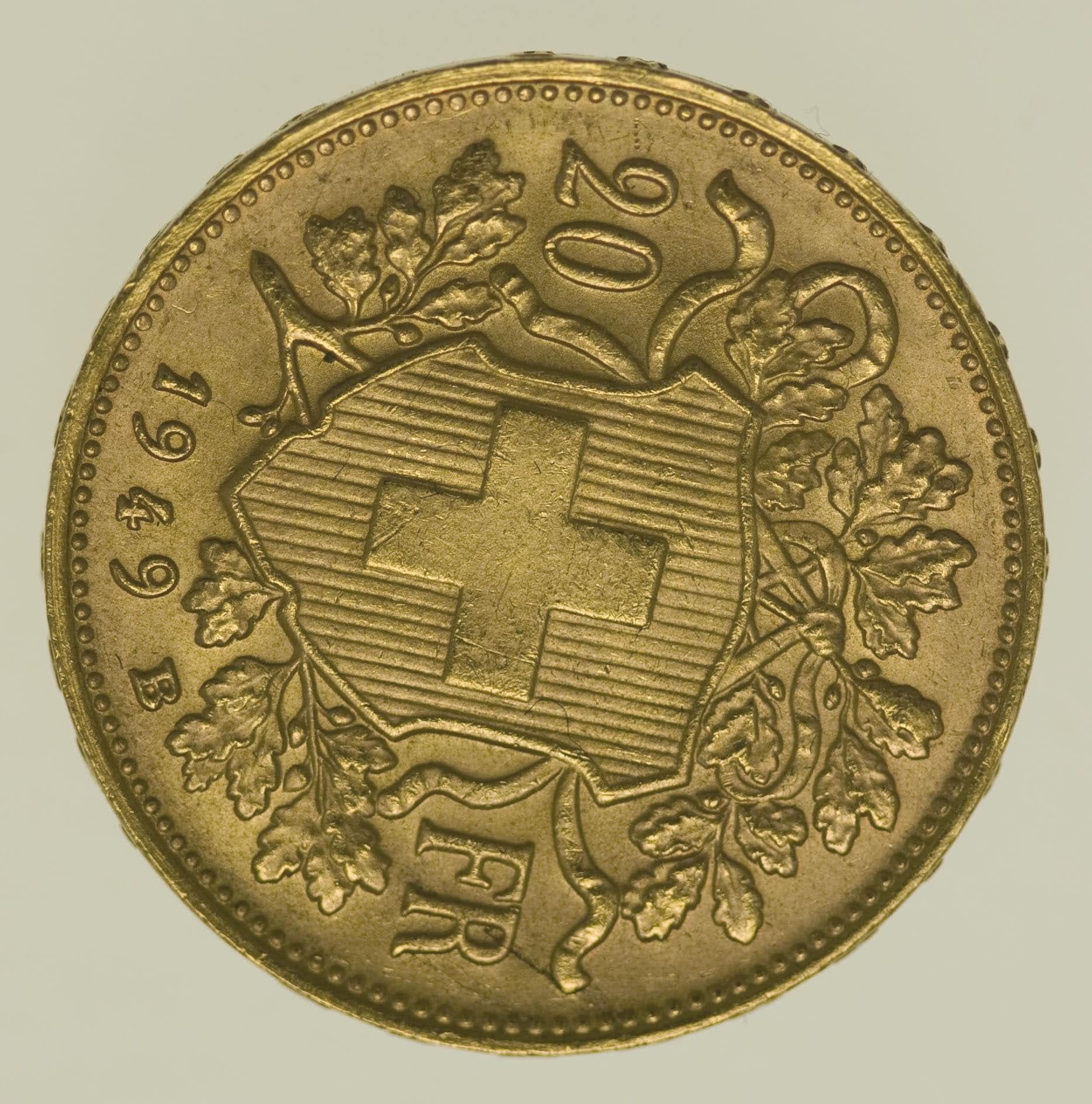 Schweiz 20 Franken 1949 B Vreneli Stempeldrehung