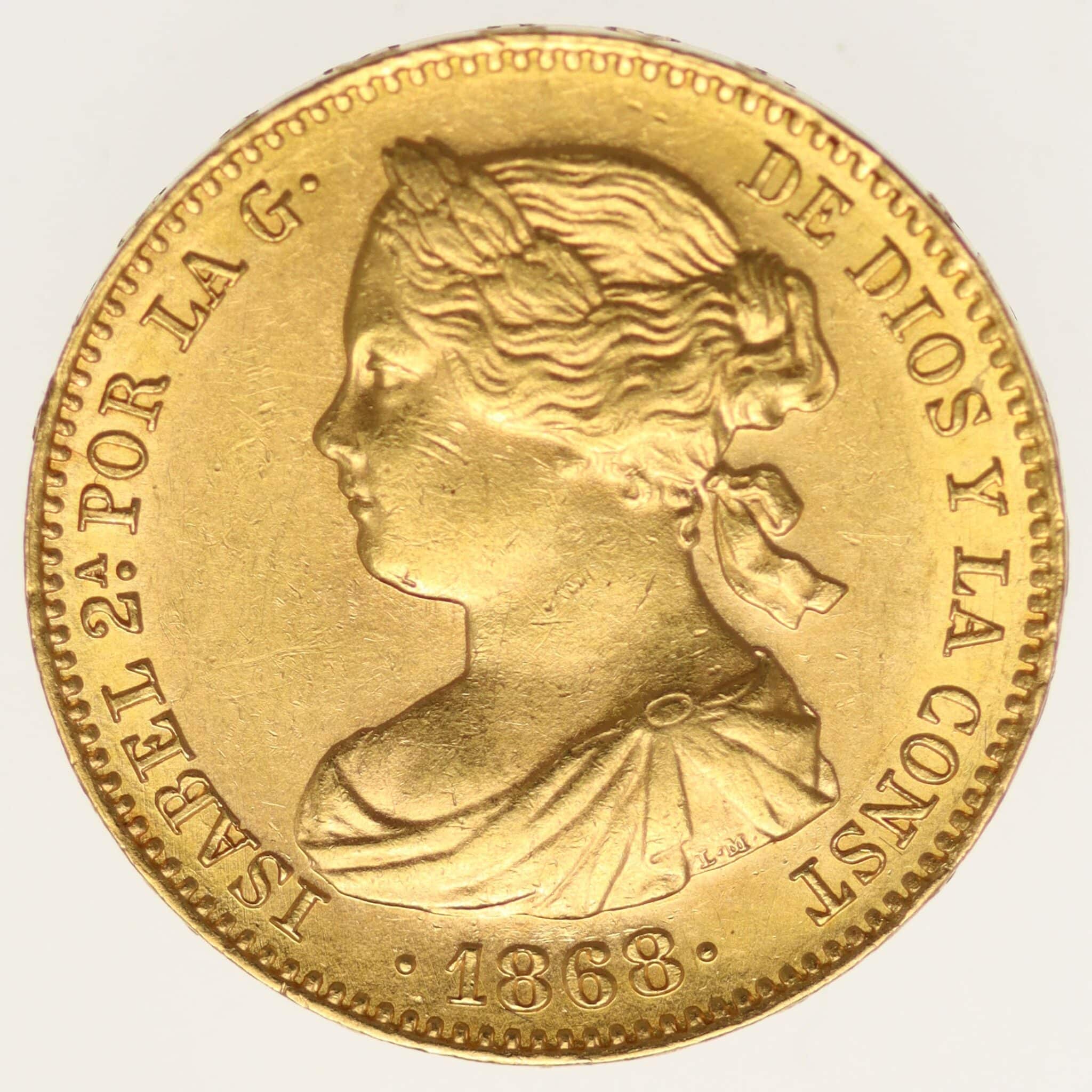 Spanien Isabella II. 10 Escudos 1868 / 18-68