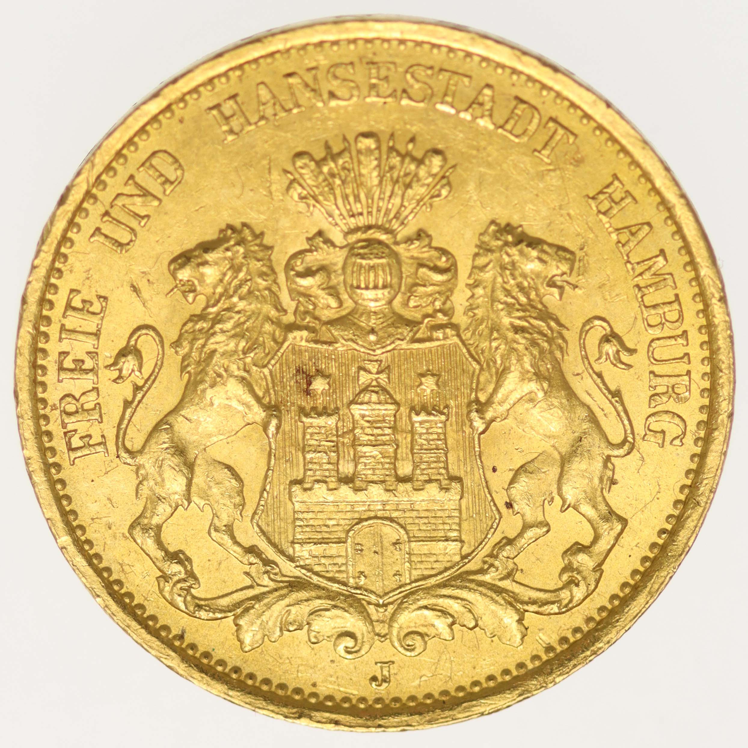 Hamburg Stadtwappen 20 Mark 1877