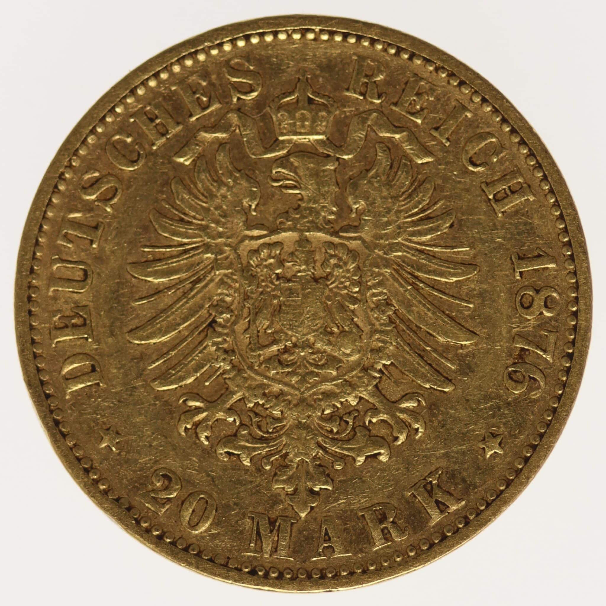 Bayern Ludwig II. 20 Mark 1876
