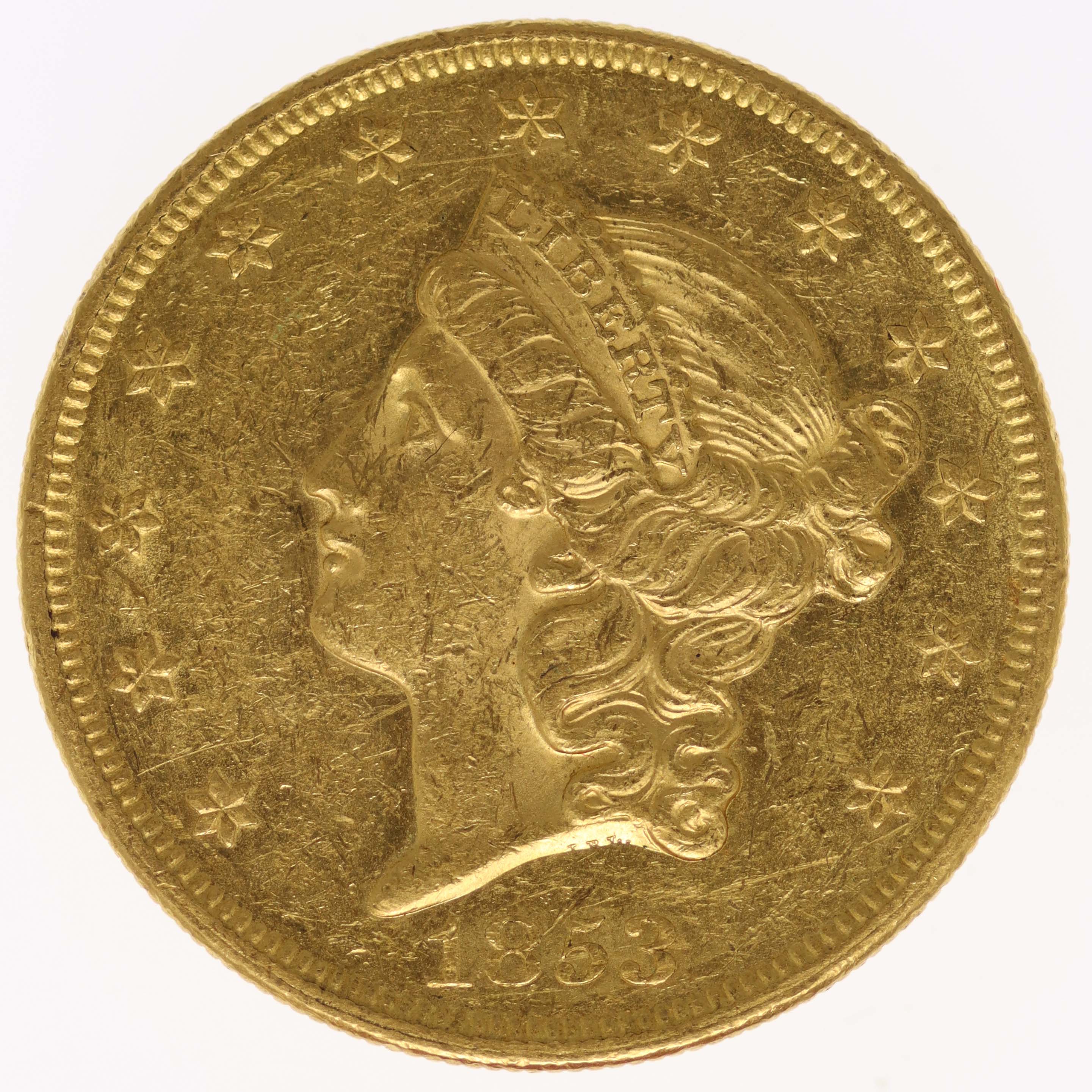 USA 20 Dollars 1853 Liberty / Kopf