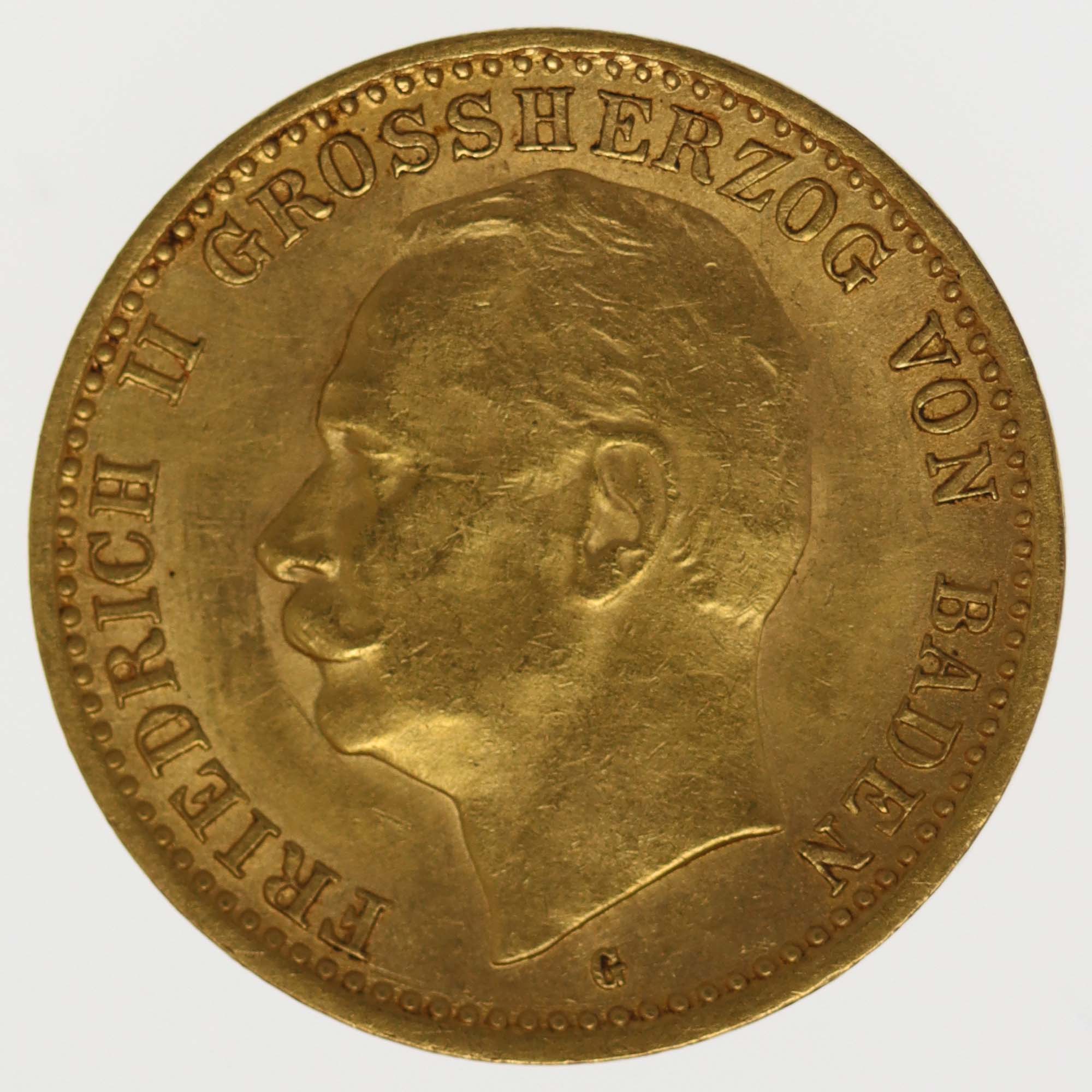 Baden Friedrich II. 10 Mark 1909 G