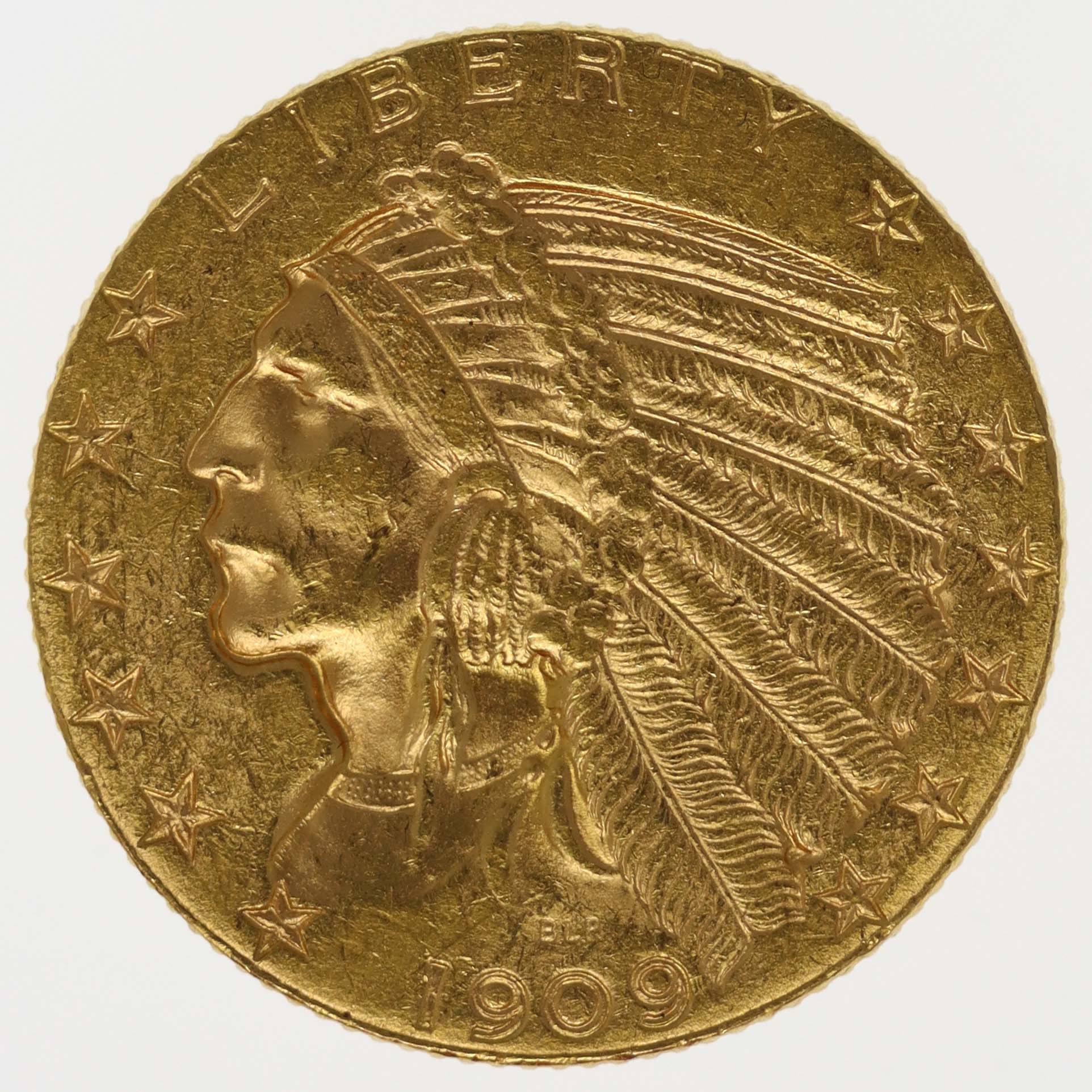 USA 5 Dollars 1909 D Indianer