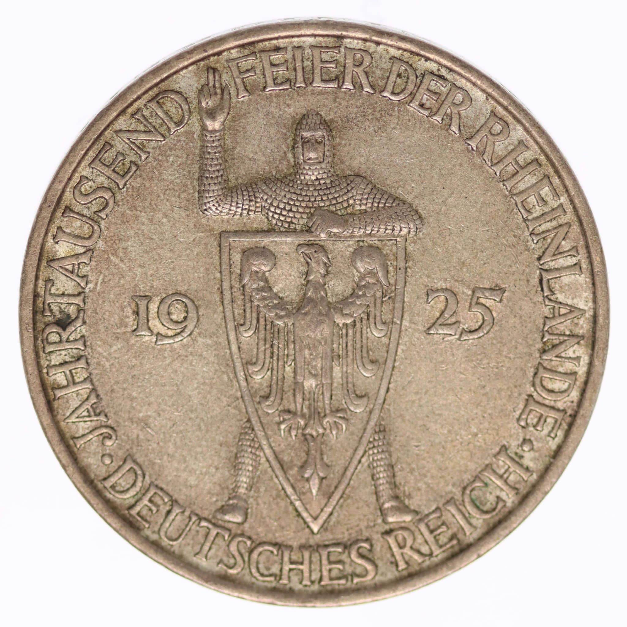 Weimarer Republik 5 Reichsmark 1925 D Rheinlande