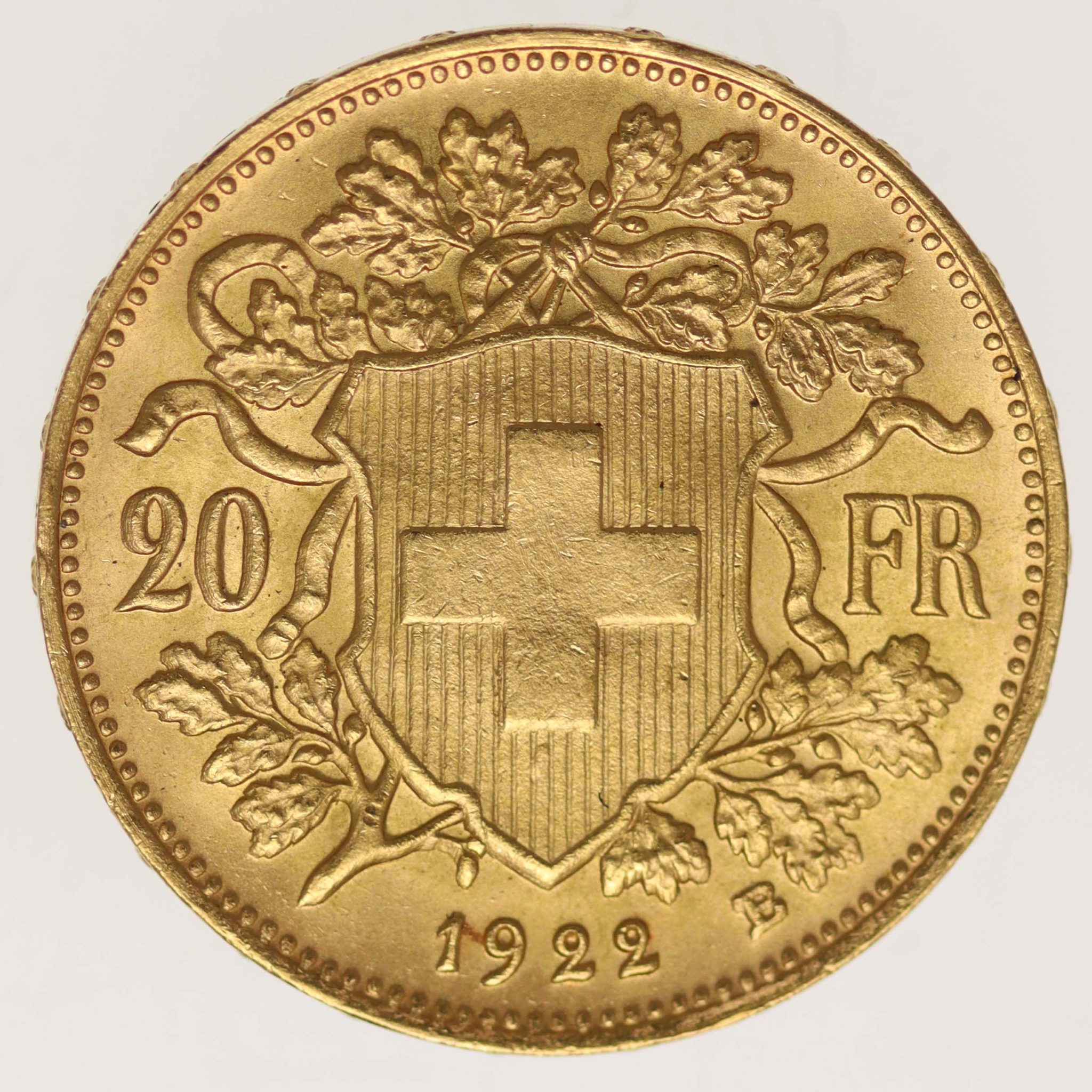 Schweiz 20 Franken 1922 B Vreneli