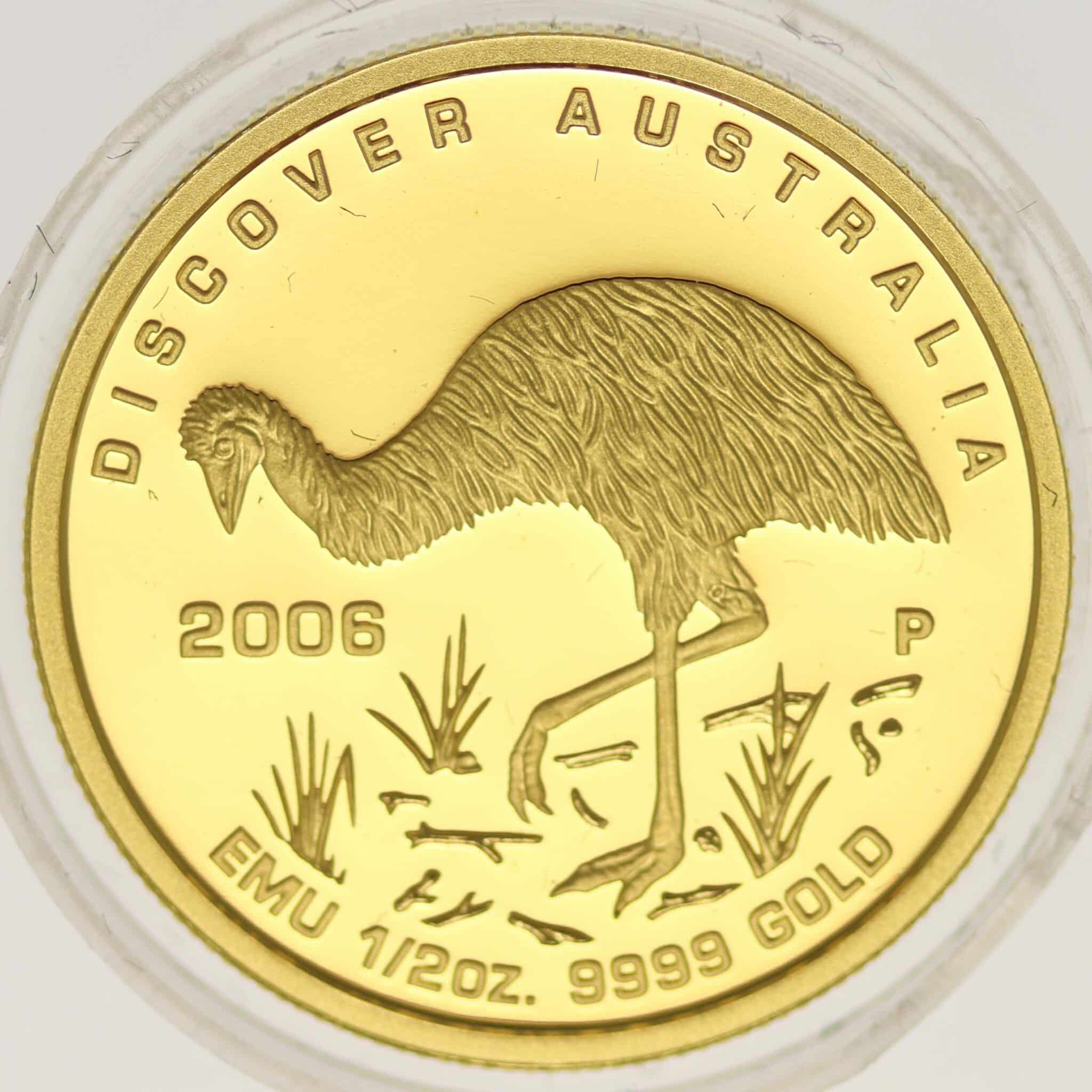 Australien Elisabeth II. 50 Dollars 2006 Discover Emu 1/2 OZ