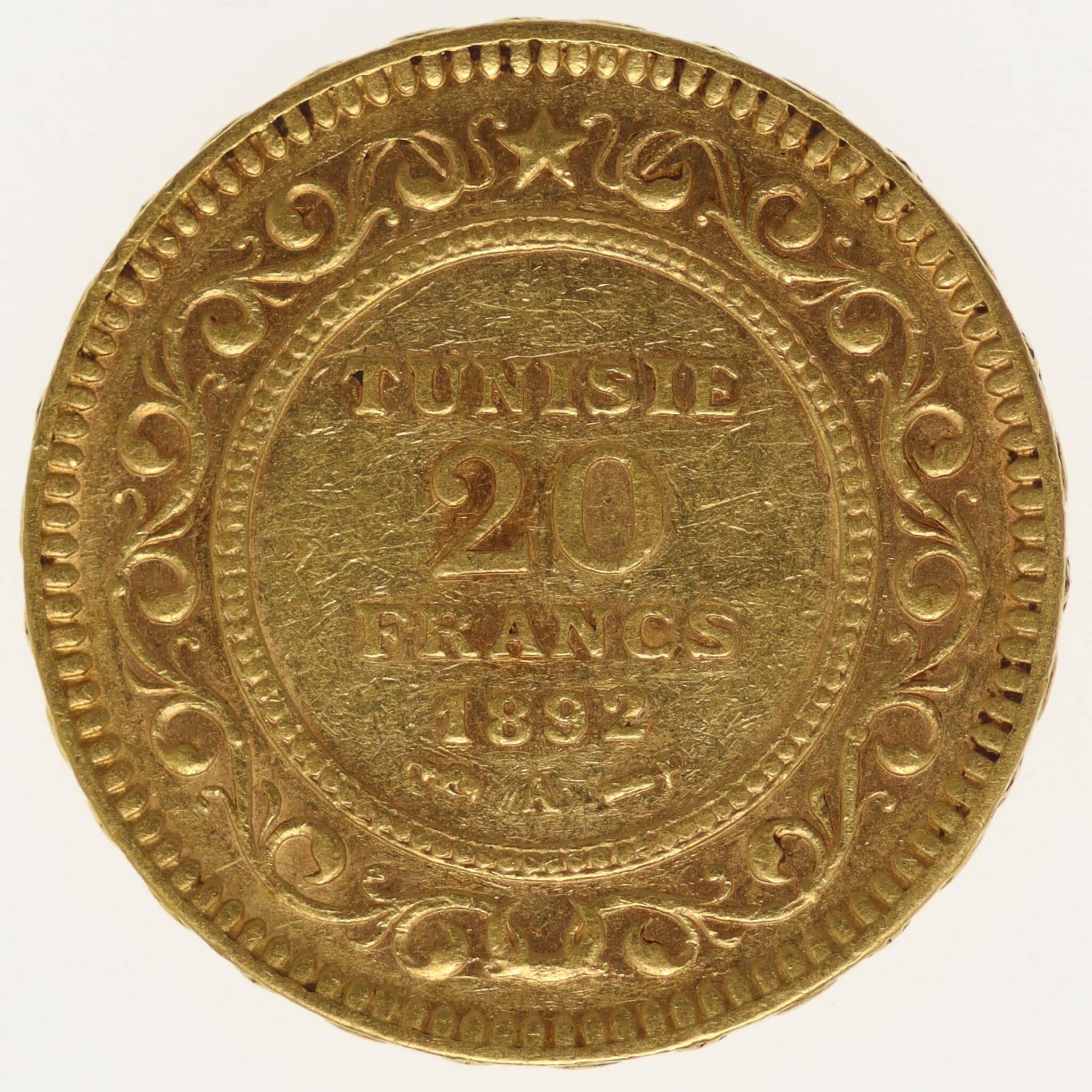 Tunesien Ali Bey 20 Francs 1892