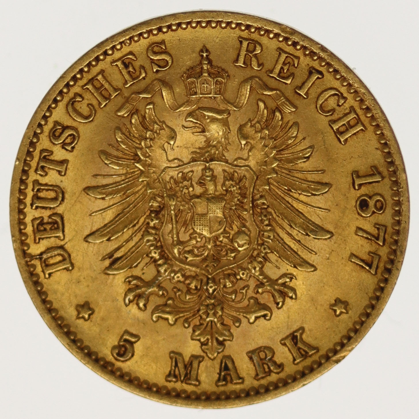 Württemberg Karl 5 Mark 1877 F