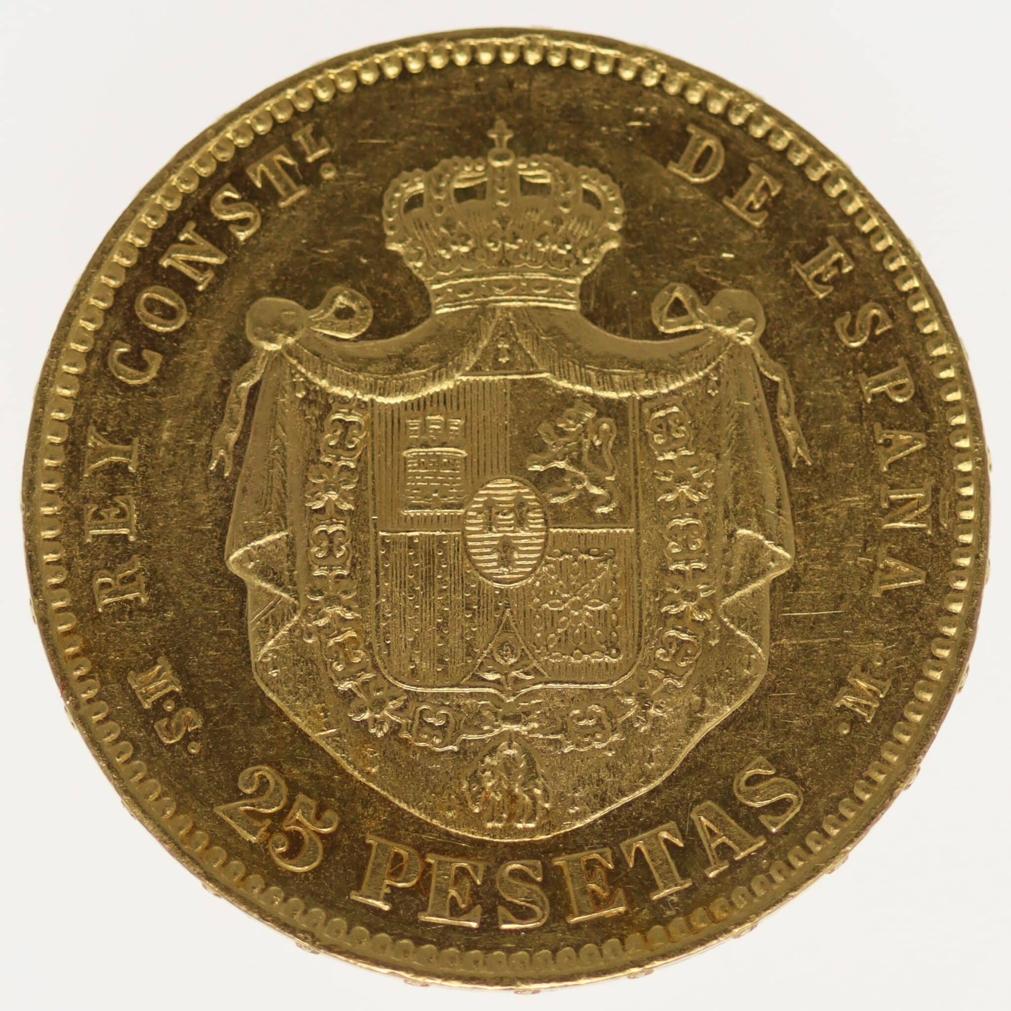 Spanien Alfonso XII. 25 Pesetas 1880 / 18-80