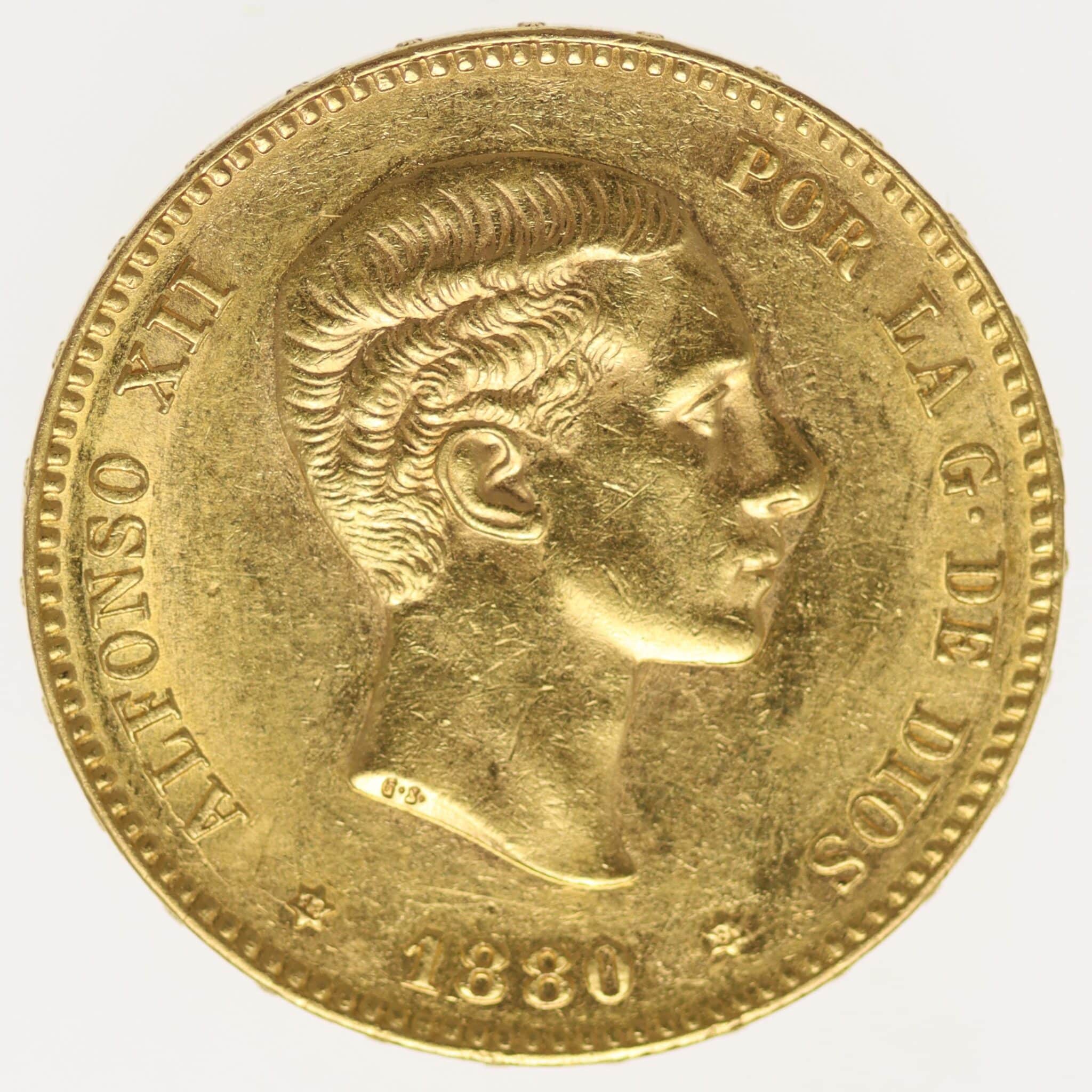 Spanien Alfonso XII. 25 Pesetas 1880 / 18-80