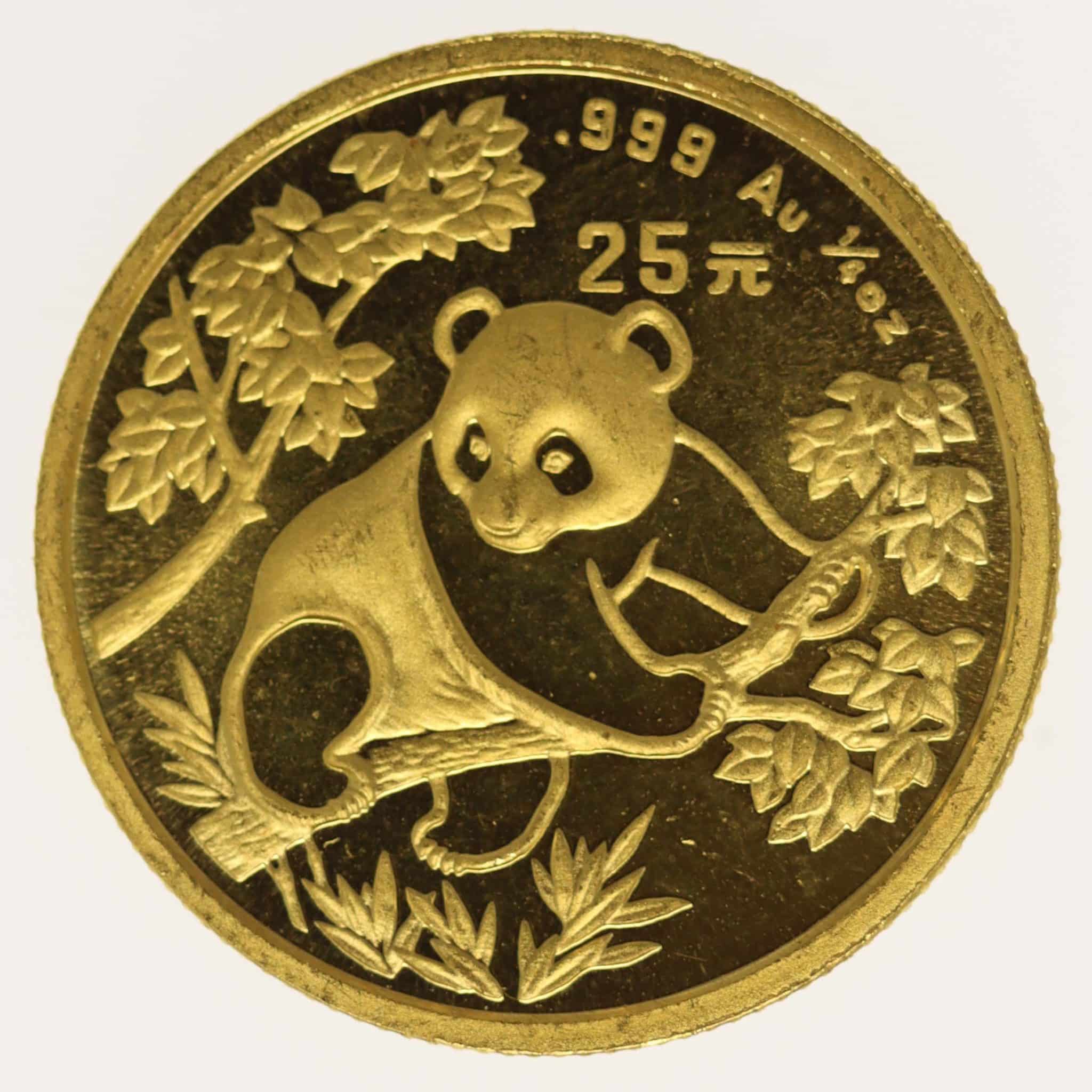China Panda 25 Yuan 1992 1/4 Unze