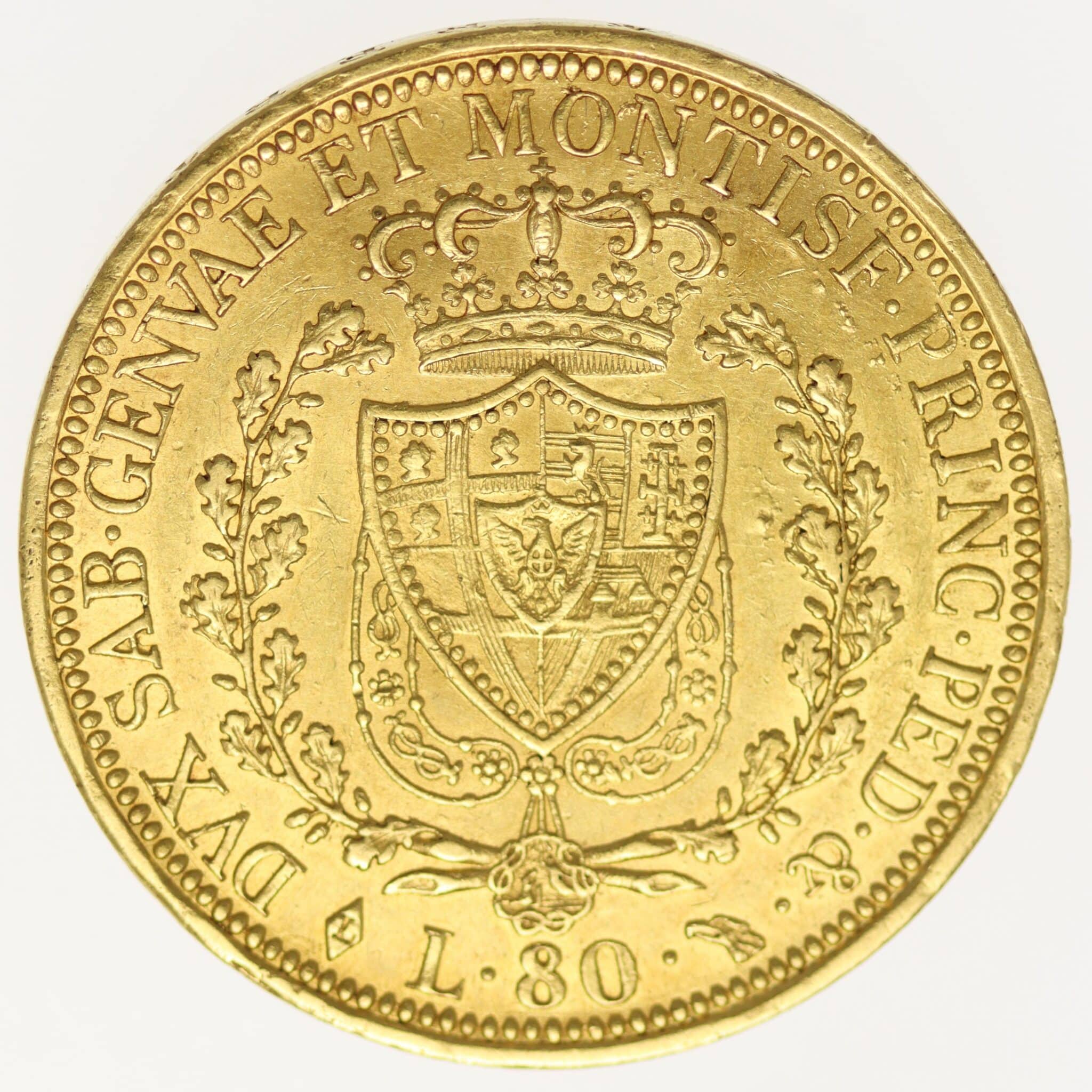 Italien Sardinien Karl Felix 80 Lire 1826
