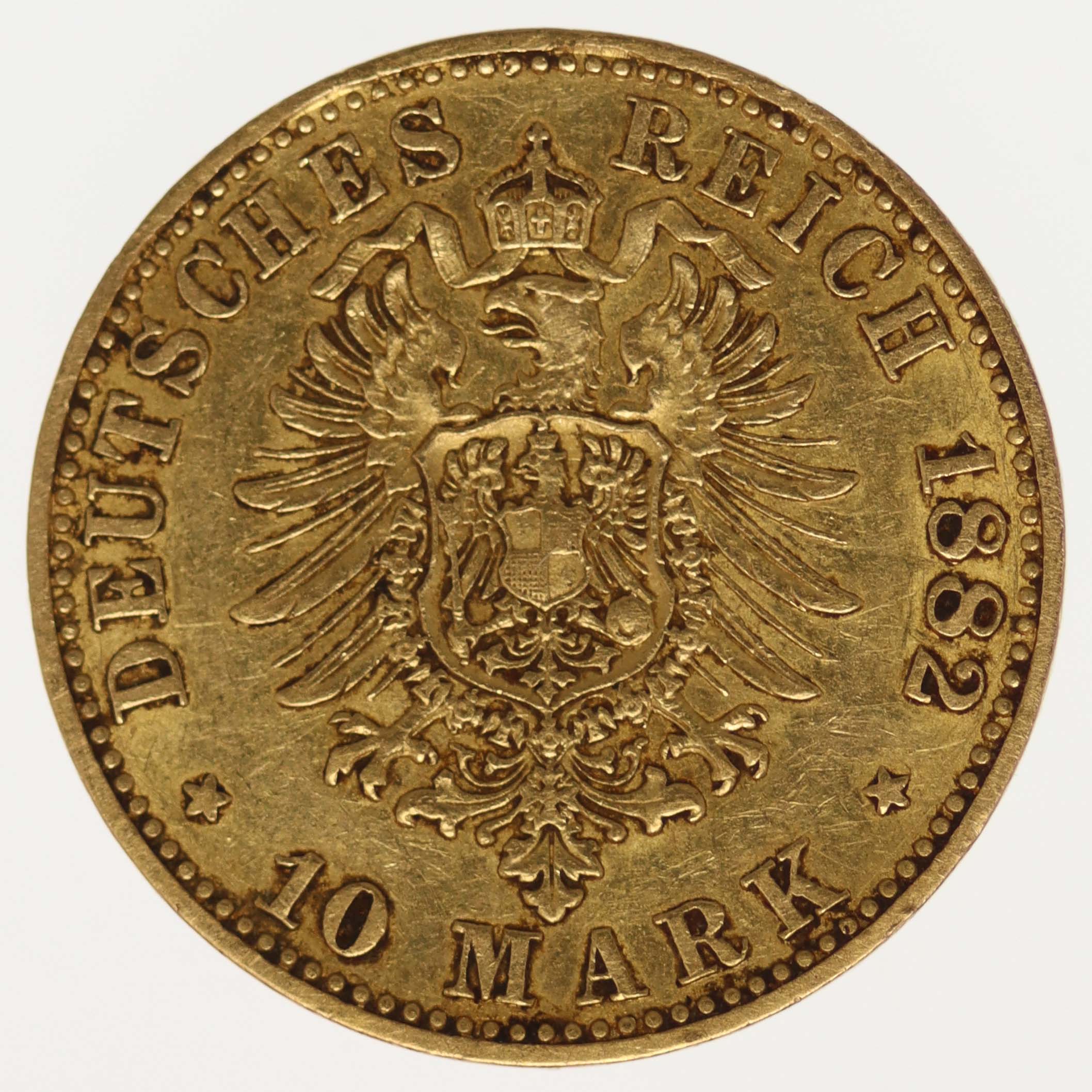 Reuss Heinrich XIV. 10 Mark 1882 A
