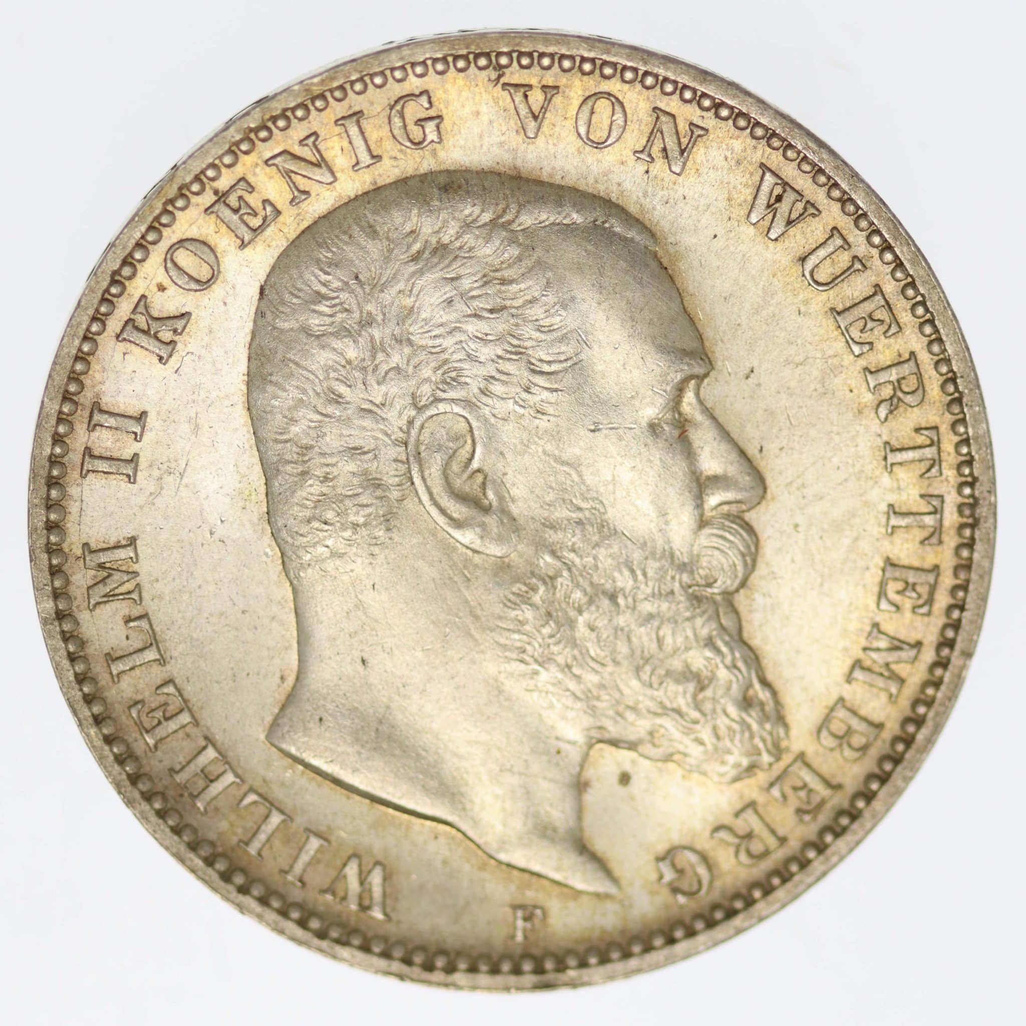 Württemberg Wilhelm II. 3 Mark 1908