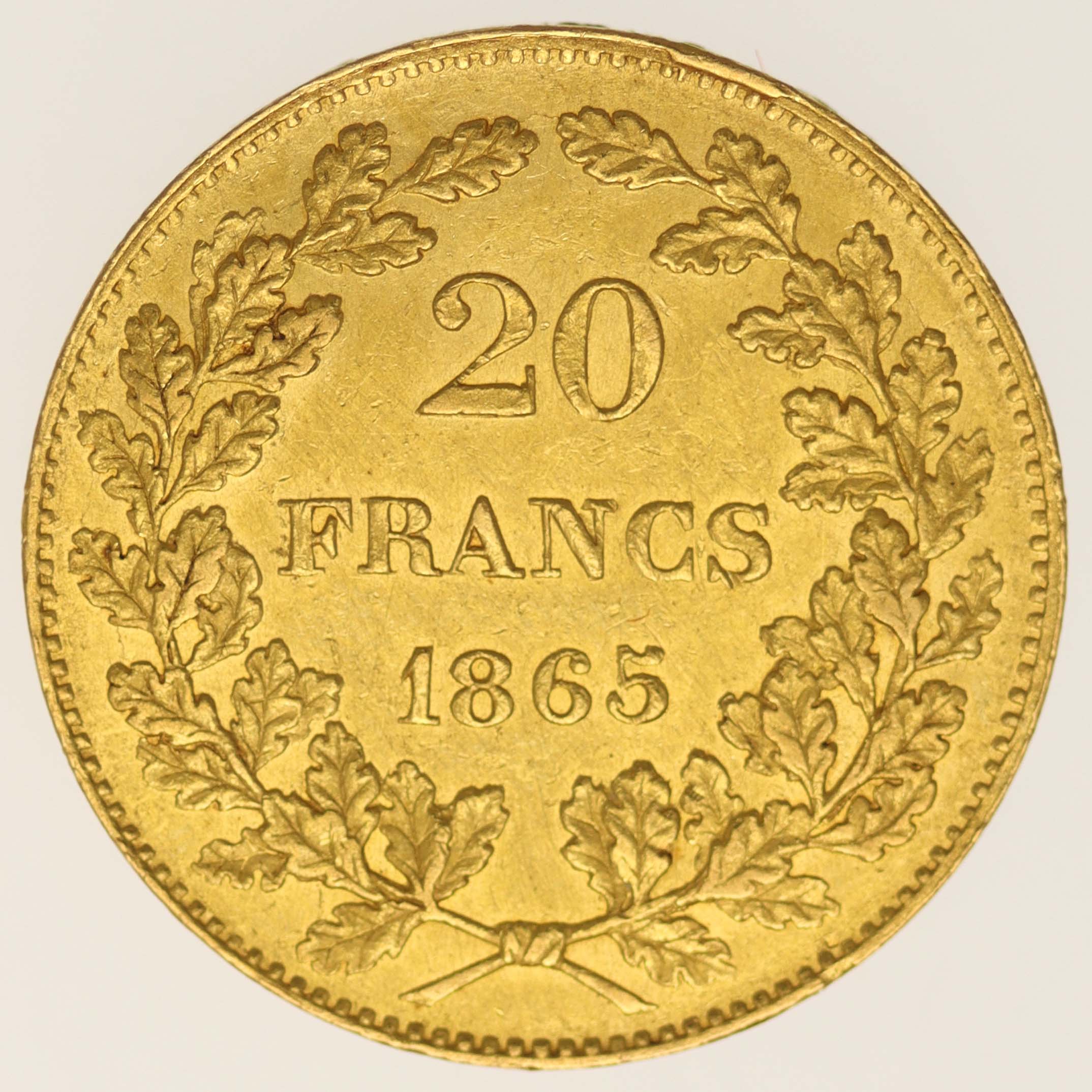 Belgien Leopold I. 20 Francs 1865