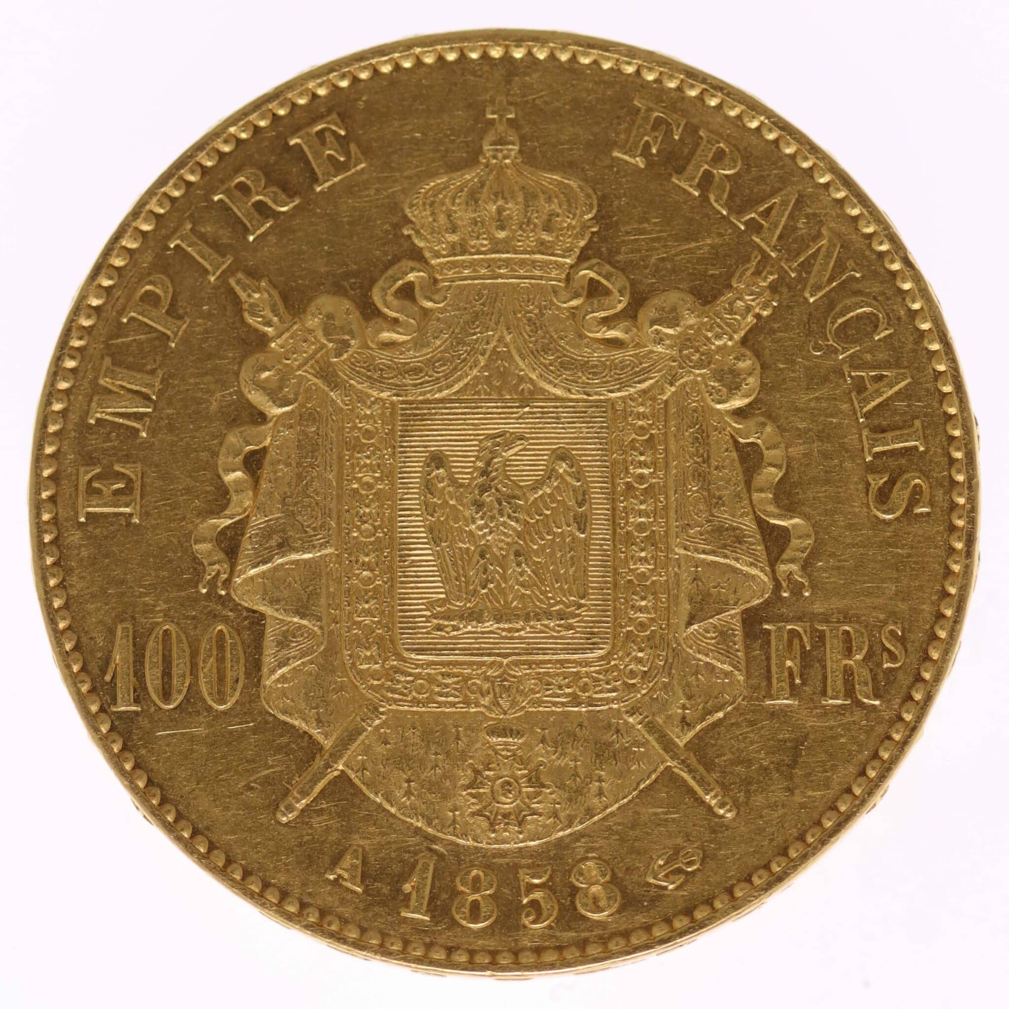 Frankreich Napoleon III. 100 Francs 1858 A