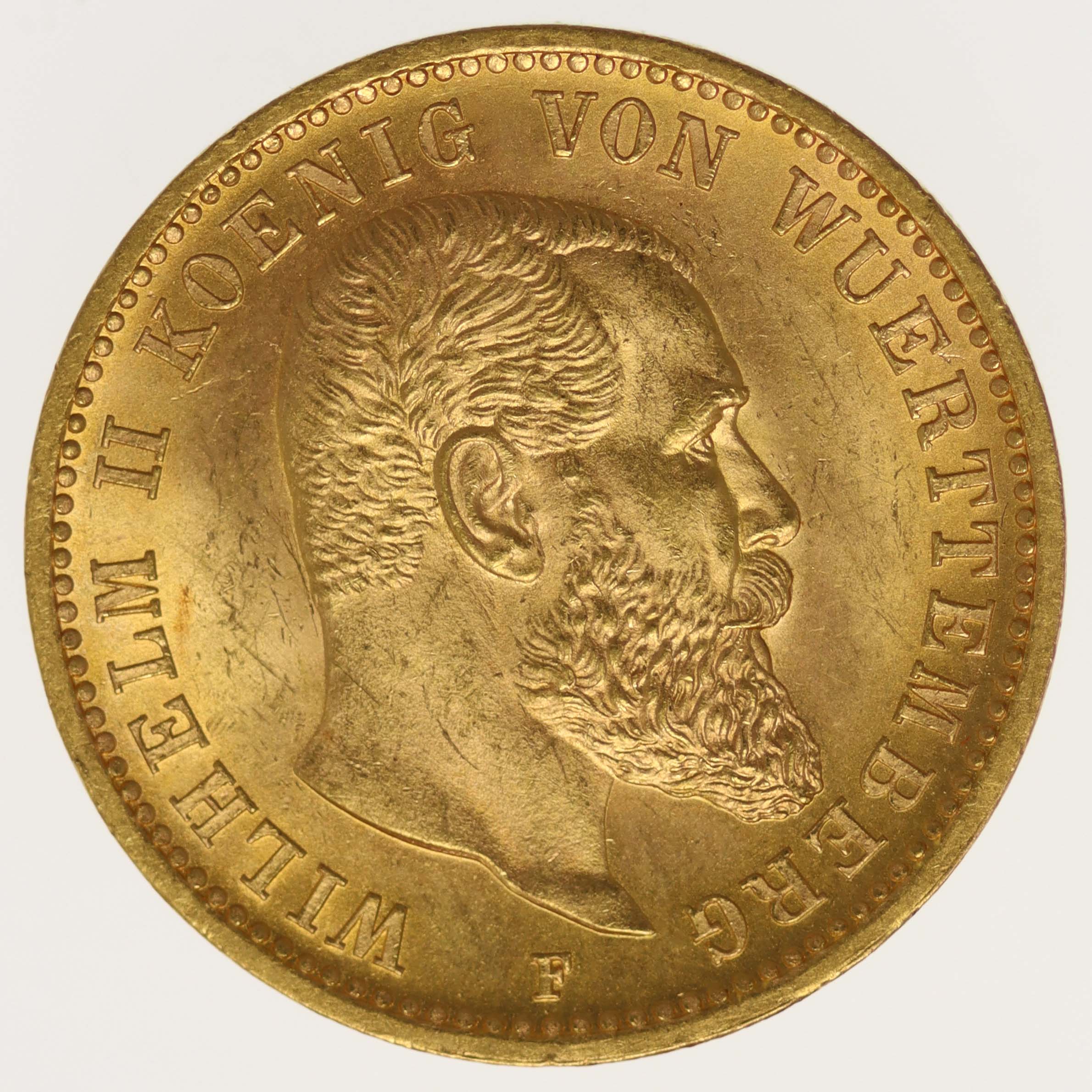 Württemberg Wilhelm II. 20 Mark 1900 F