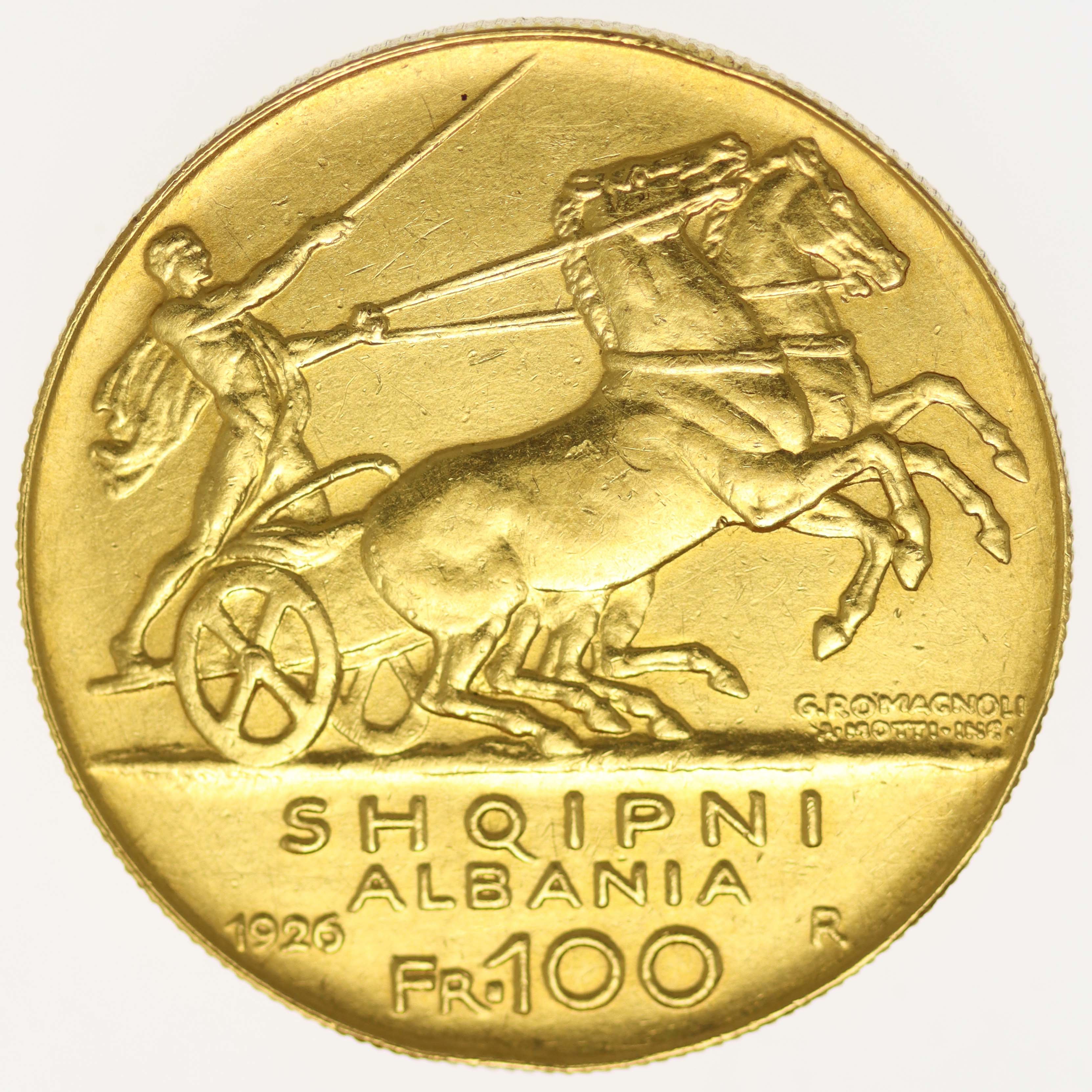 Albanien Amet Zogu I. 100 Franga 1926