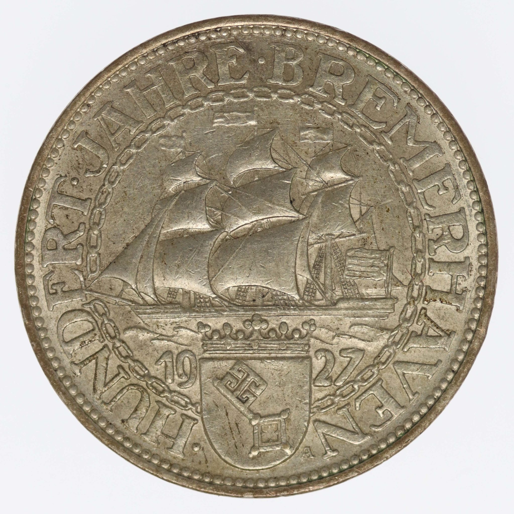 Weimarer Republik 5 Reichsmark 1927 Bremerhaven