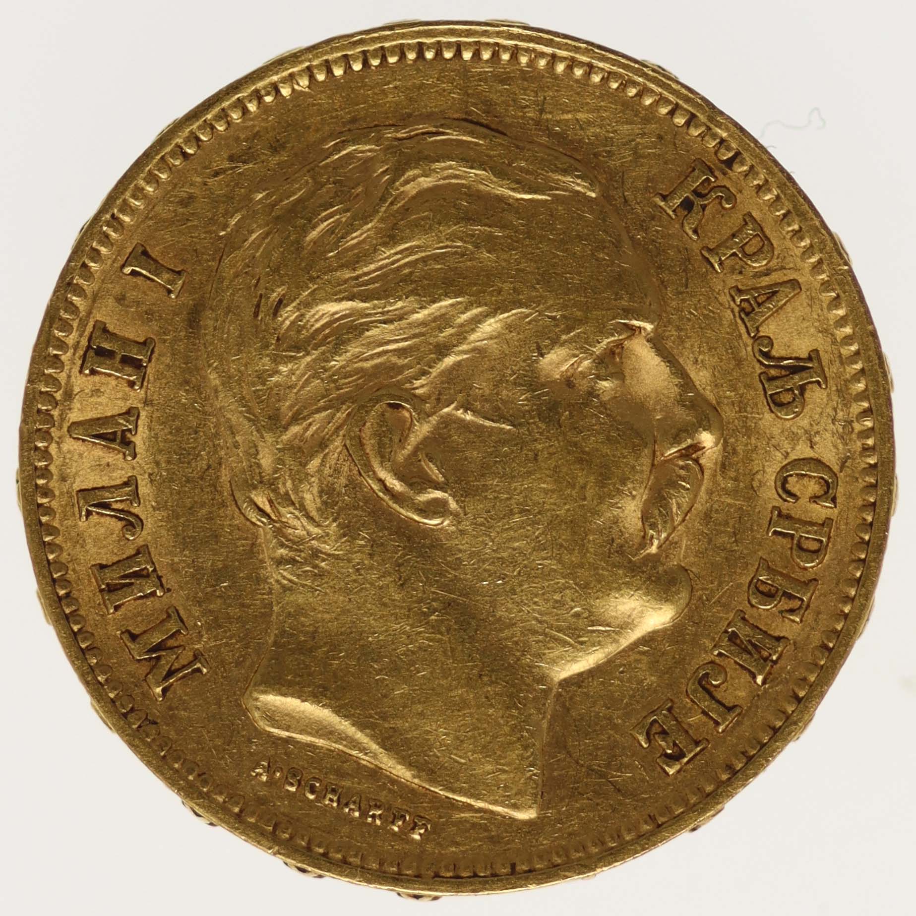 Serbien Milan I. 20 Dinara 1882 V