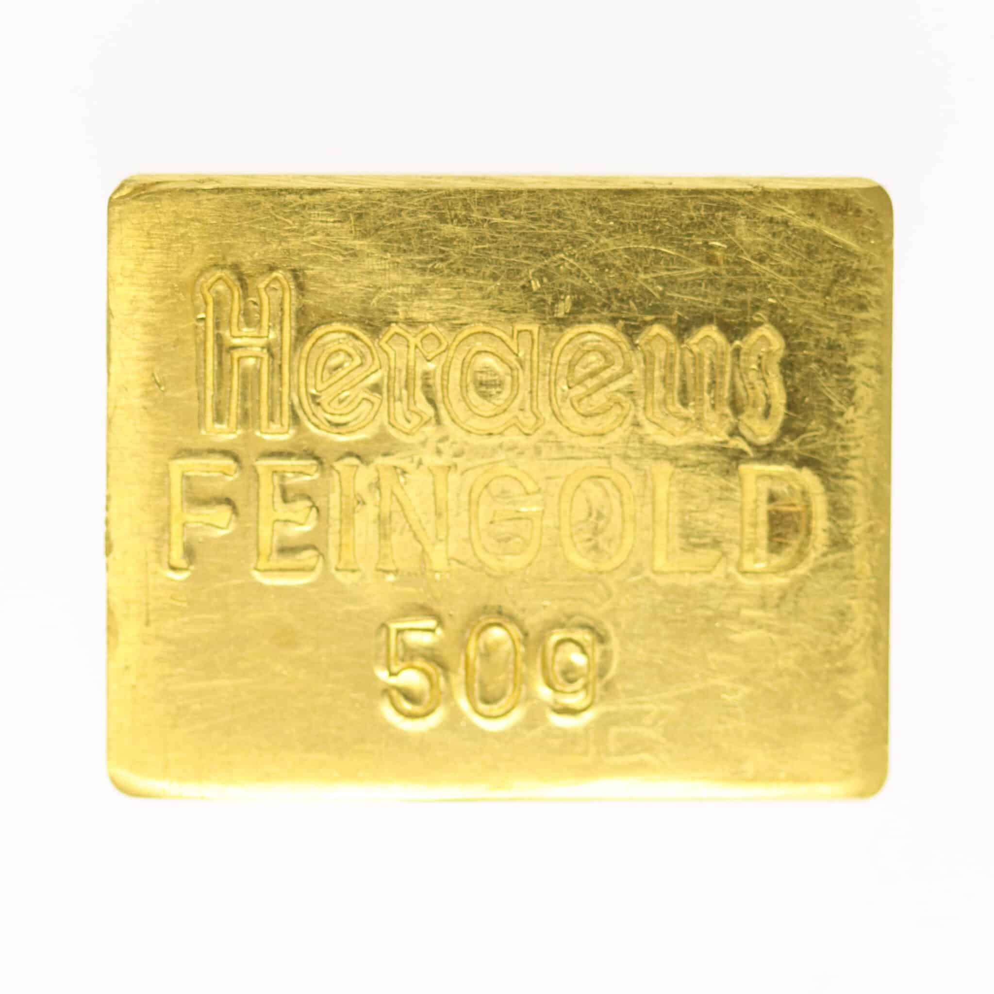 Goldbarren 50 Gramm Heraeus