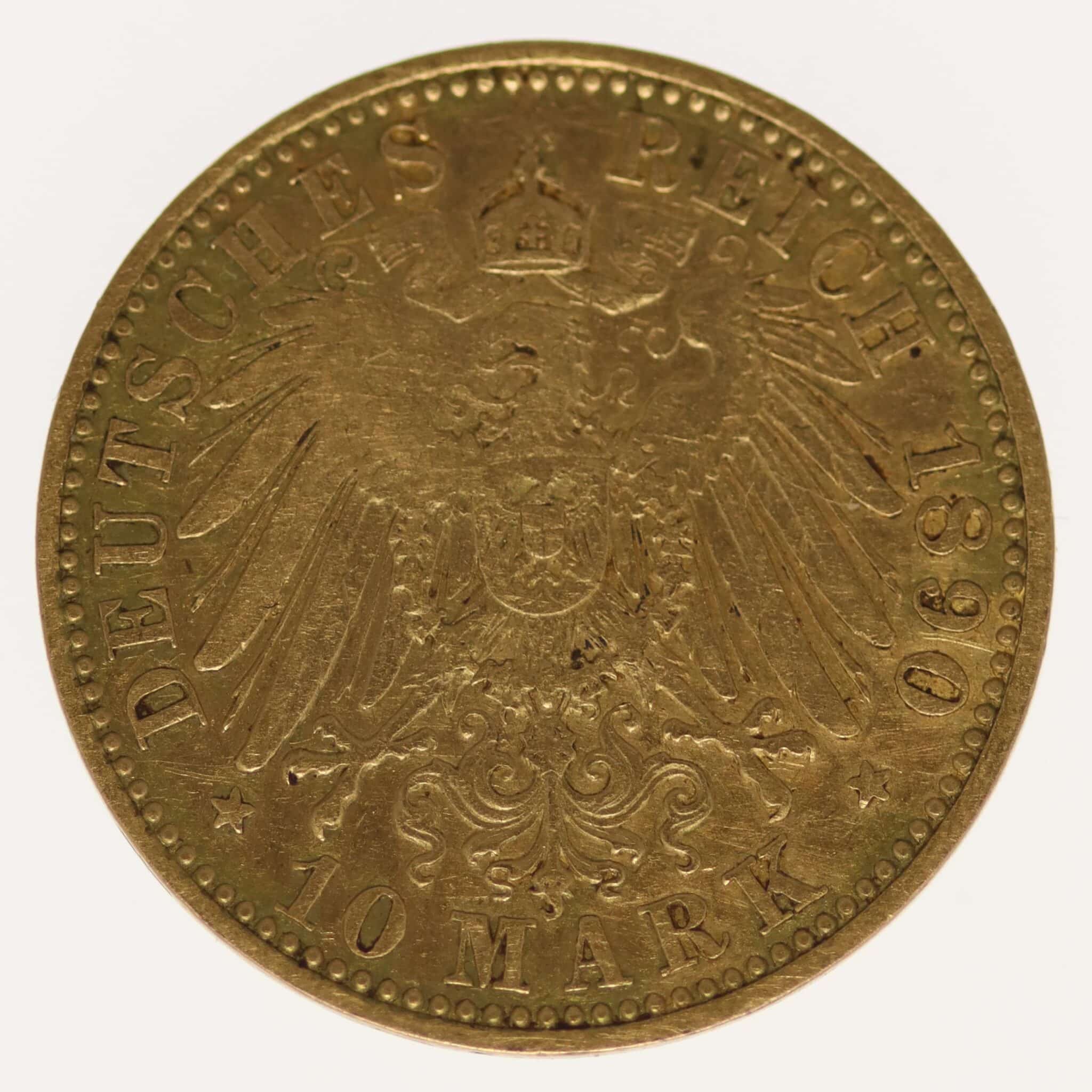 Hessen Ludwig IV. 10 Mark 1890