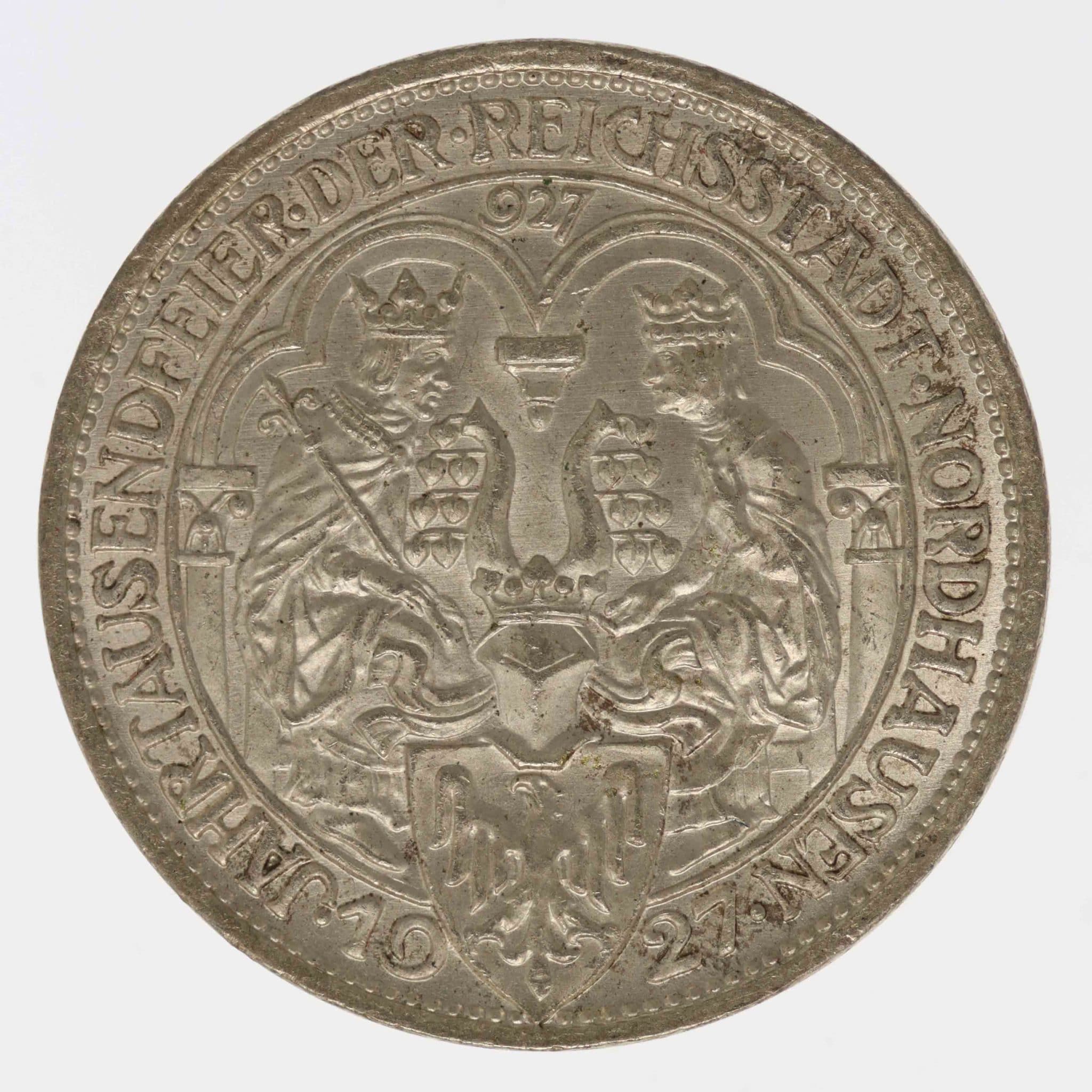 Weimarer Republik 3 Reichsmark 1927 Nordhausen