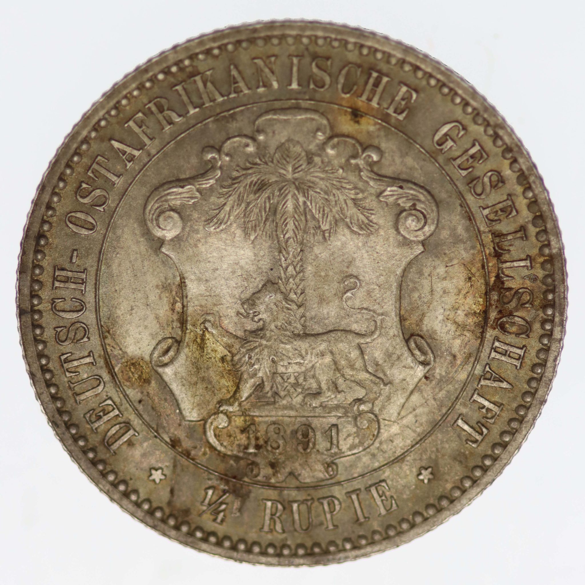 Deutsch Ostafrika Wilhelm II. 1/4 Rupie 1891