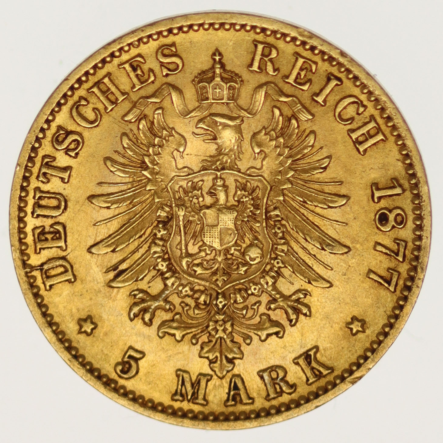 Württemberg Karl 5 Mark 1877 F