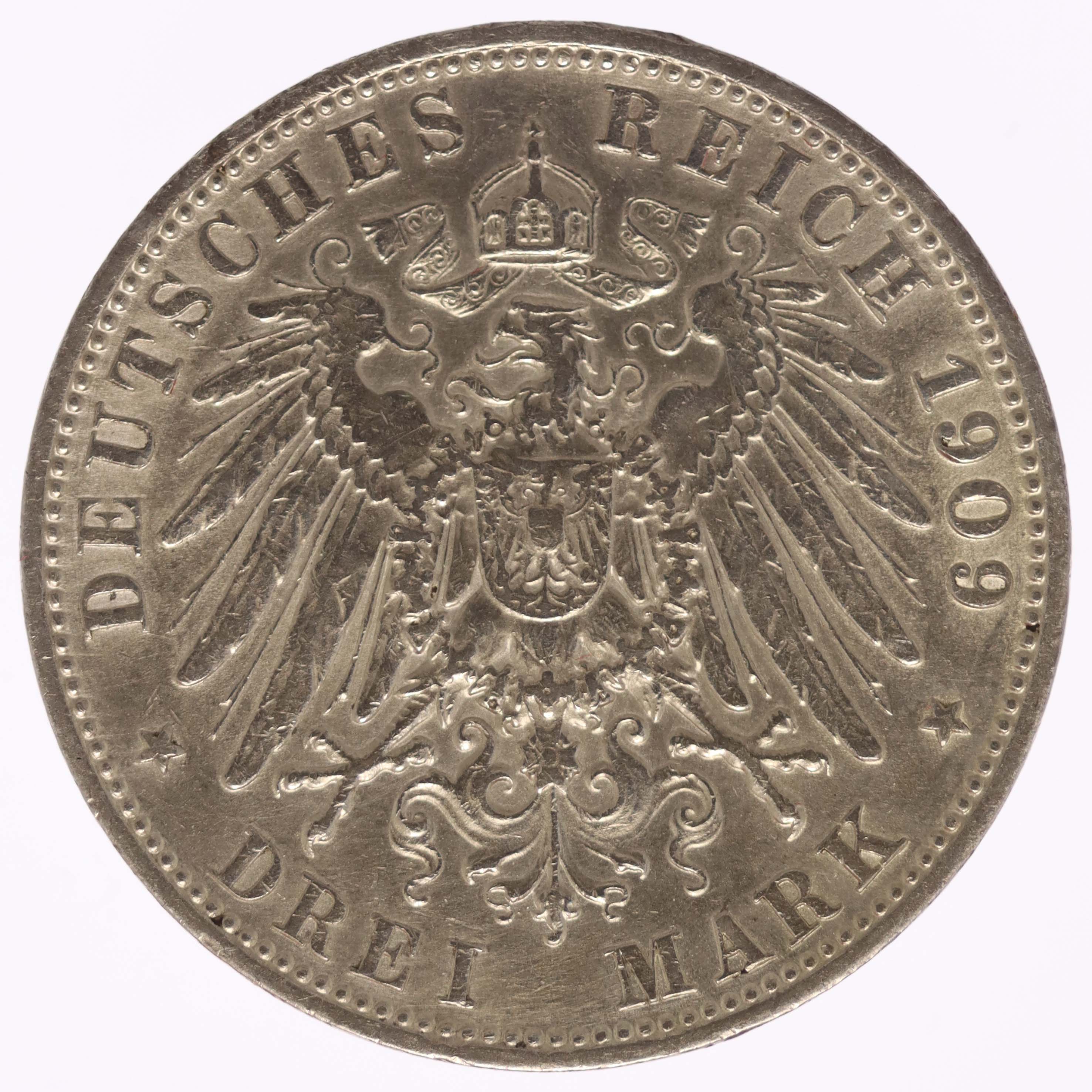 Anhalt Friedrich II. 3 Mark 1909 A