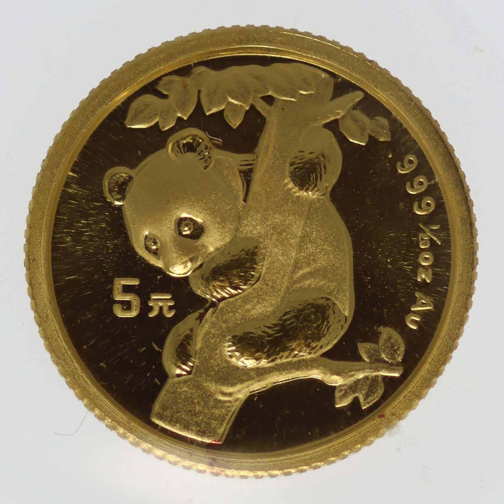 China Panda 5 Yuan 1996 1/20 Unze