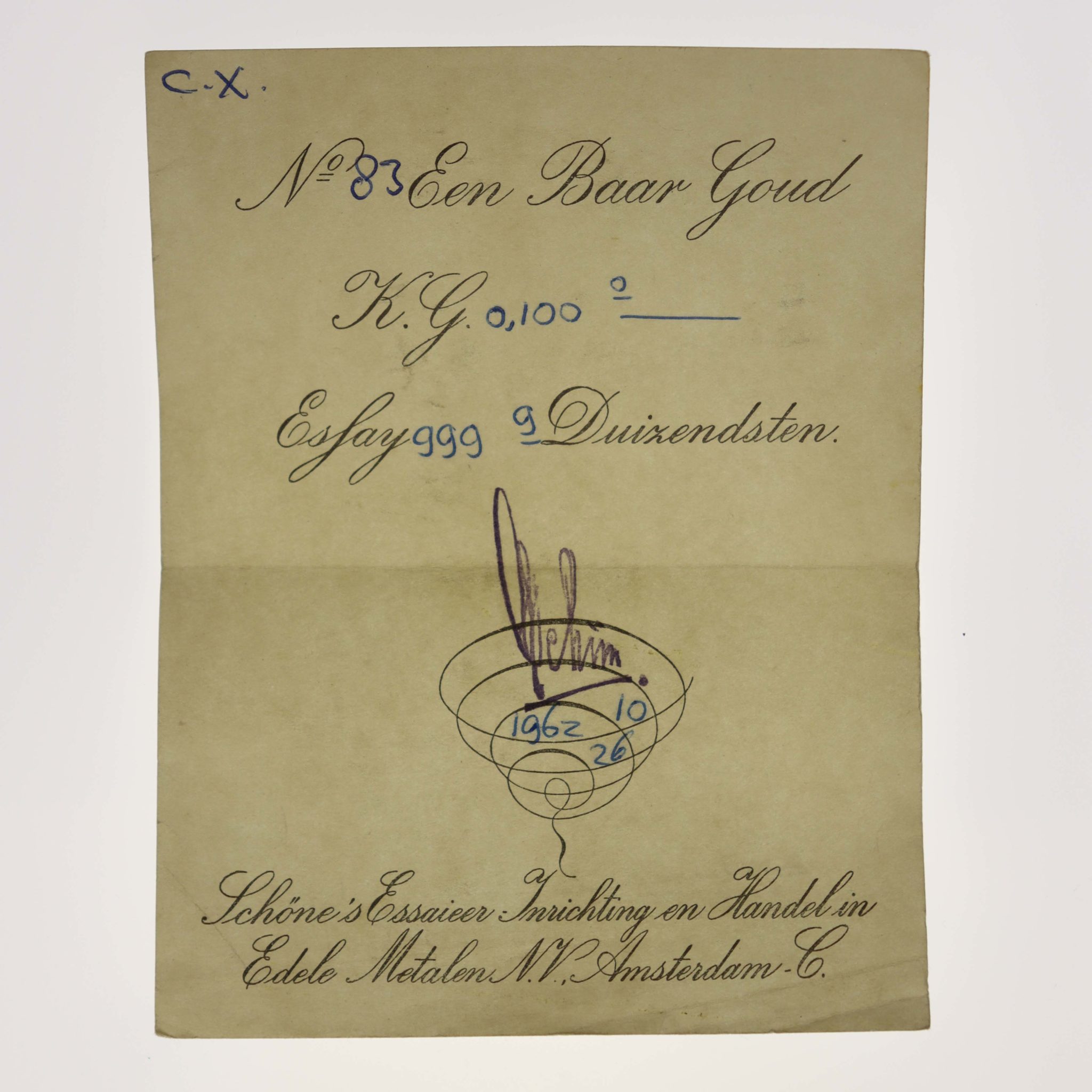 Goldbarren 100 Gramm Schöne Edelmetaal B.V.