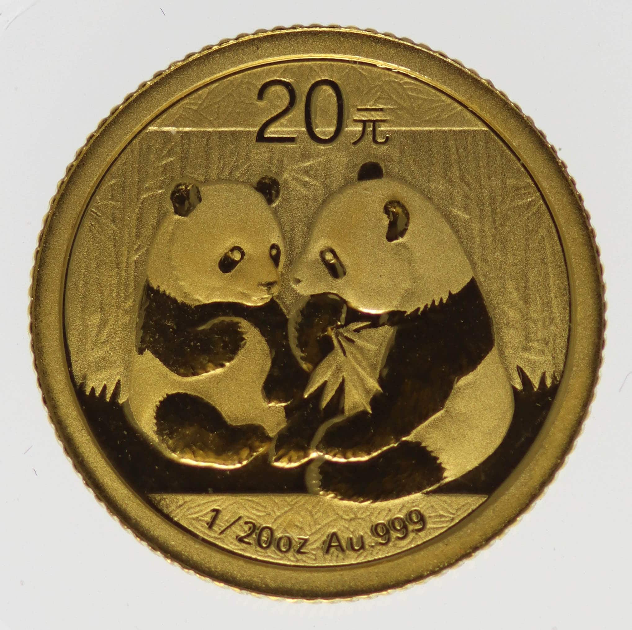 China Panda 20 Yuan 2009 1/20 Unze