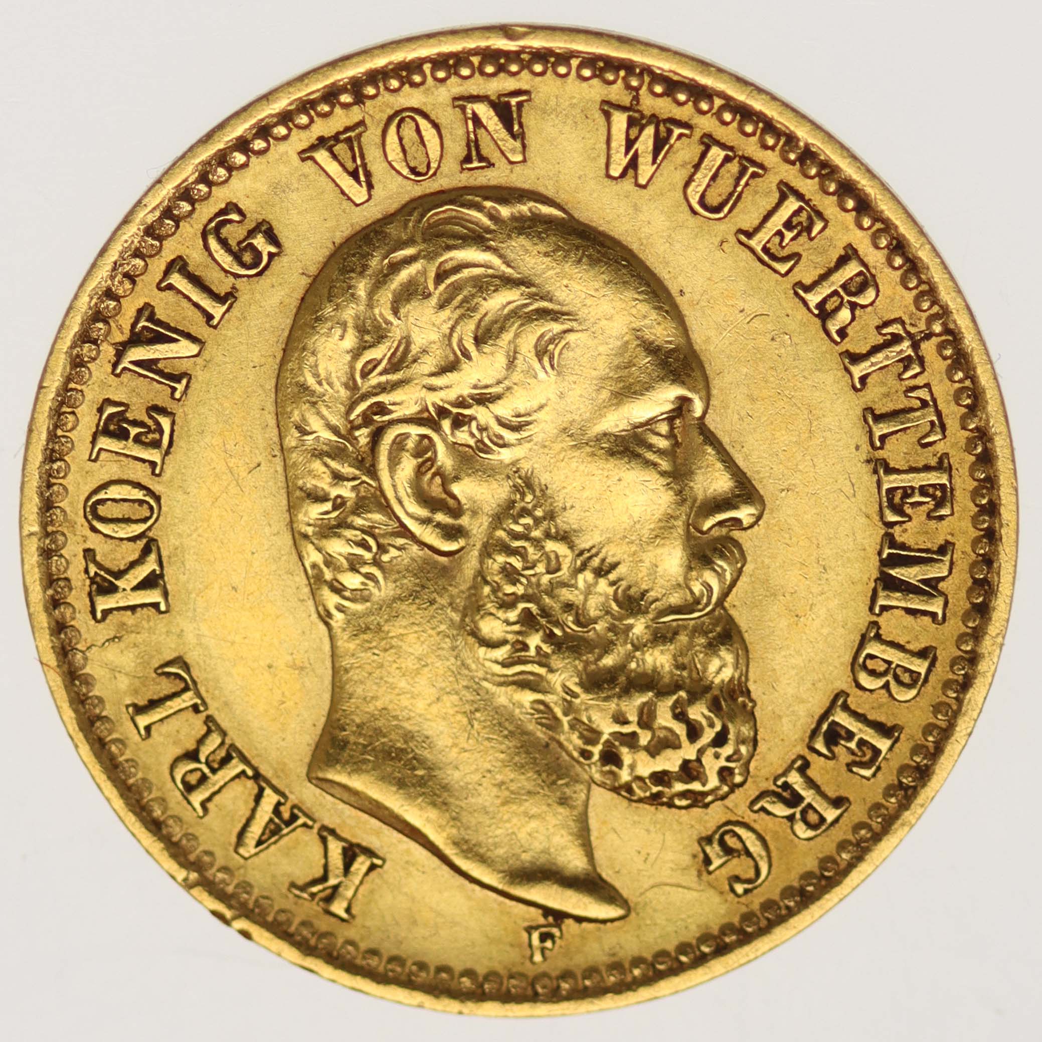 Württemberg Karl 5 Mark 1877 F