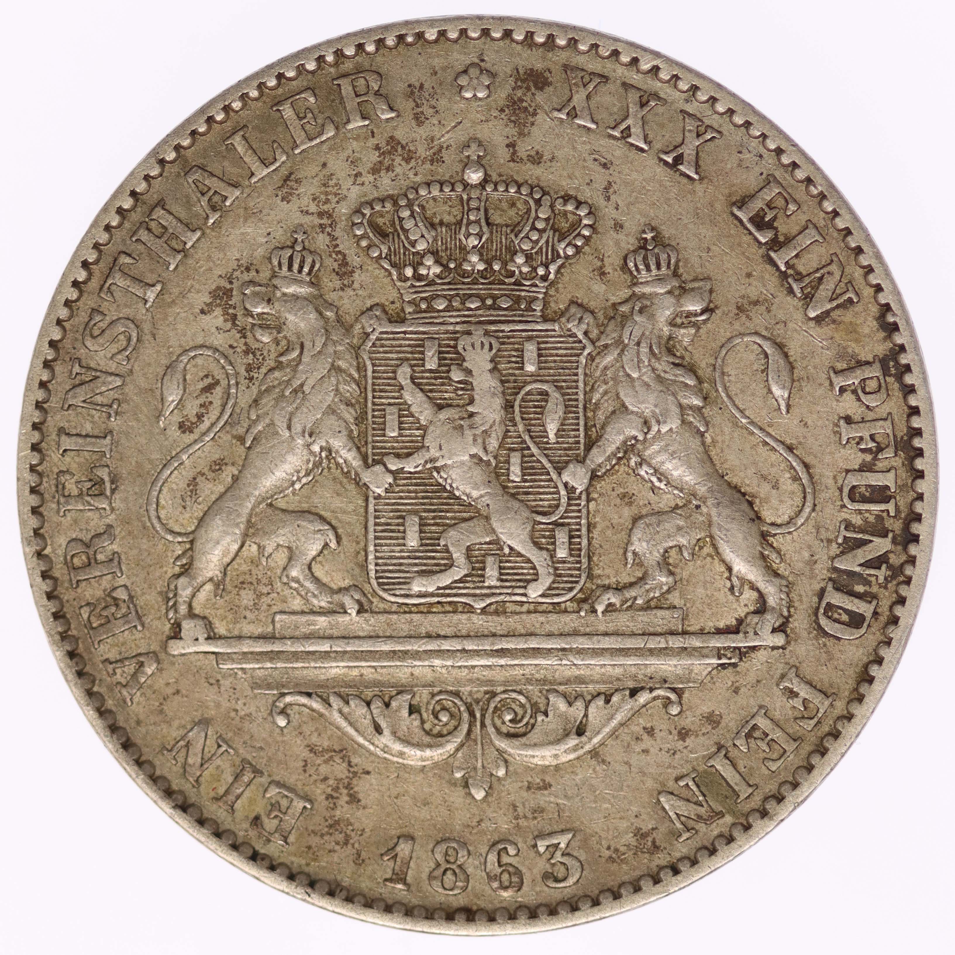 Nassau Adolph Vereinstaler 1863