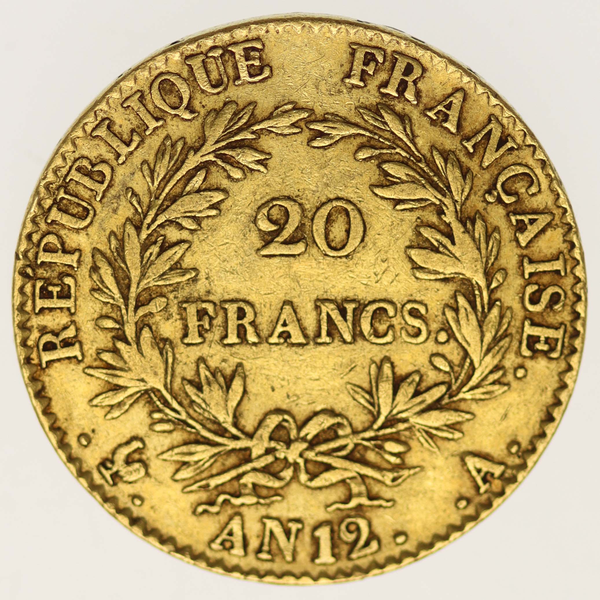 Frankreich Bonaparte Premier Consul 20 Francs AN 12 A