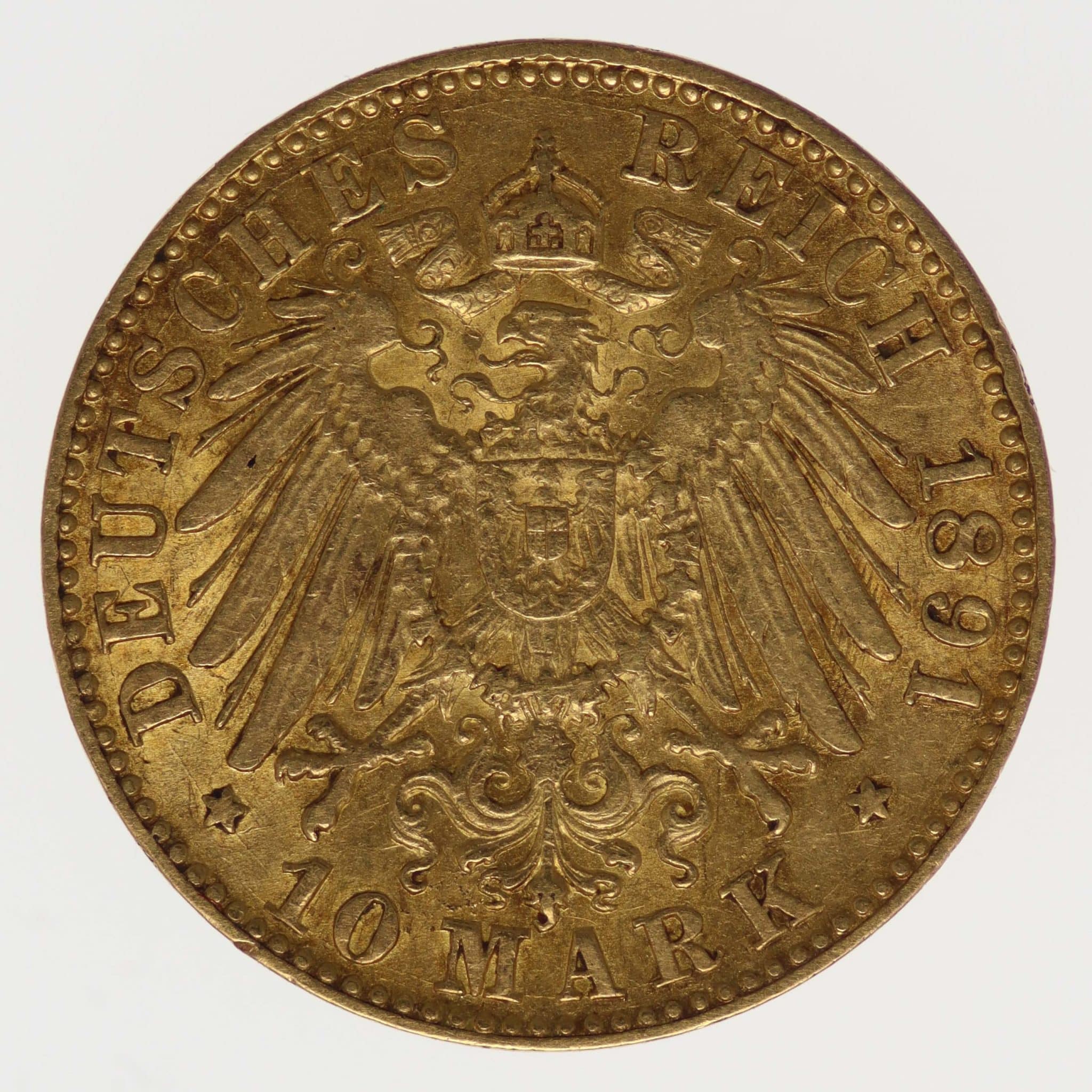 Baden Friedrich I. 10 Mark 1891