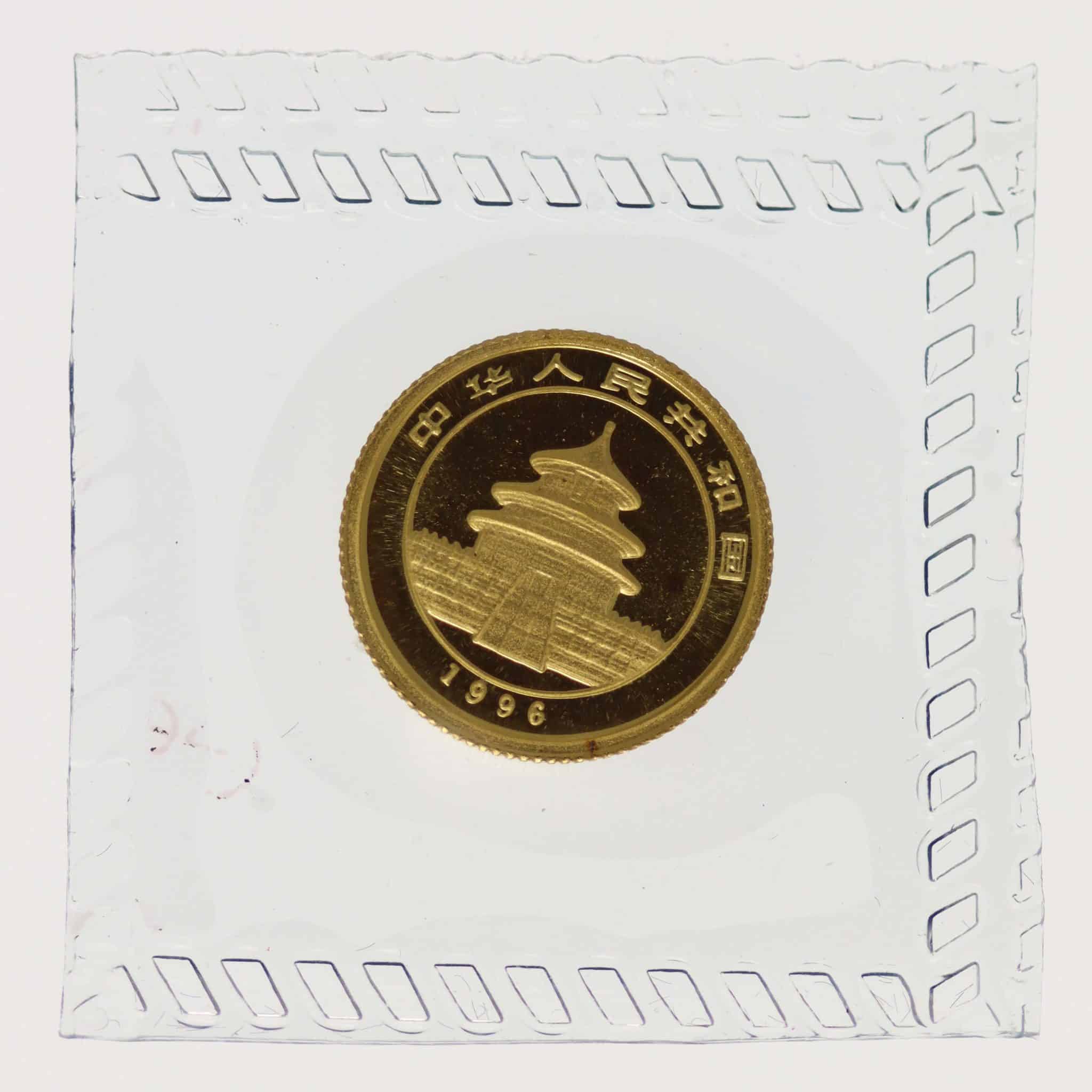 China Panda 5 Yuan 1996 1/20 Unze